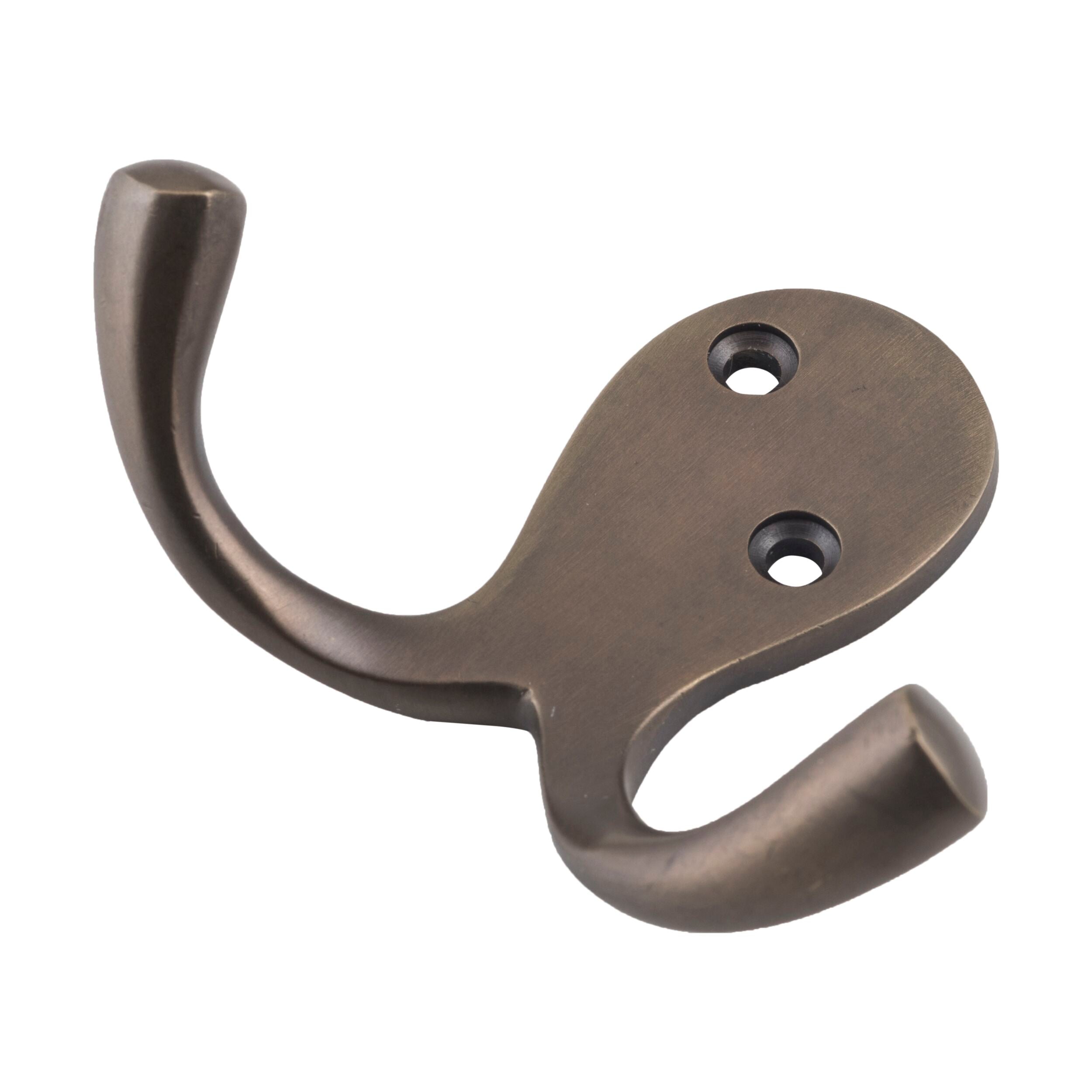 4040 Double Robe Hook in Antique Brass - 75mm Height x 30mm Projection - Perfect for Bathroom, Bedroom & Closet Organization