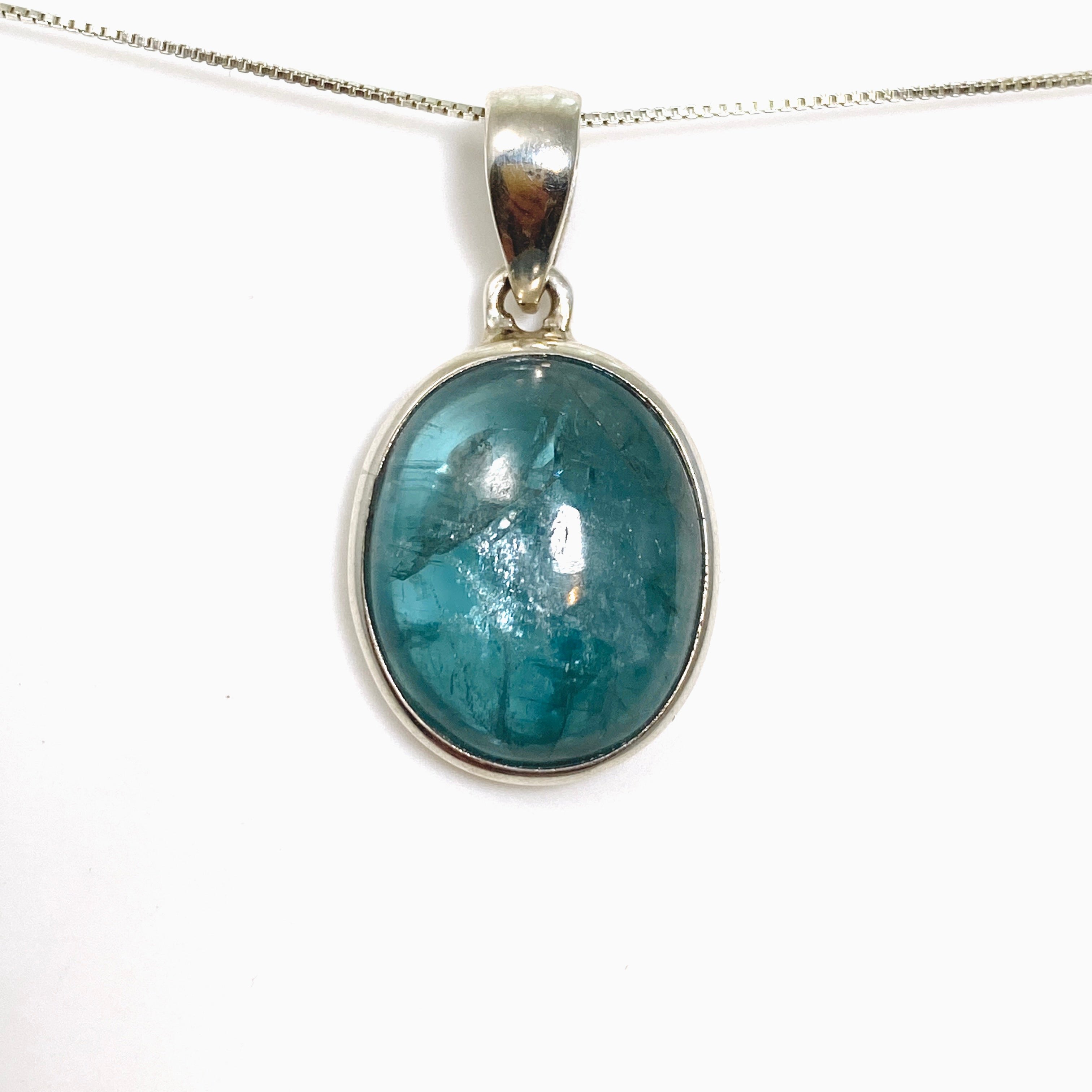 Natural Blue Green Kyanite Oval Cabochon Pendant Necklace - Handmade Gemstone Jewelry for Women - Perfect for Meditation, Healing & Spiritual Energy Work