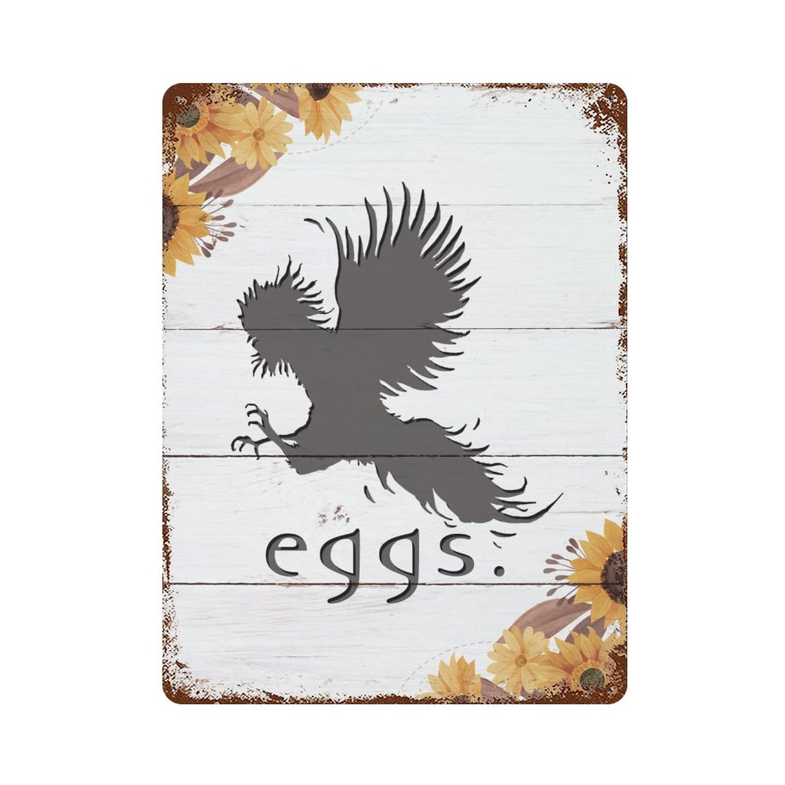 Rustic Vintage Metal Sign - Farm Fresh Eggs & Chicken Coop Decor - 12x16 Inch Aluminum Wall Art for Cafe, Bar, Pub, Beer Garden & Outdoor Spaces - Perfect for Farmhouse, Country Kitchen & Porch Decorations
