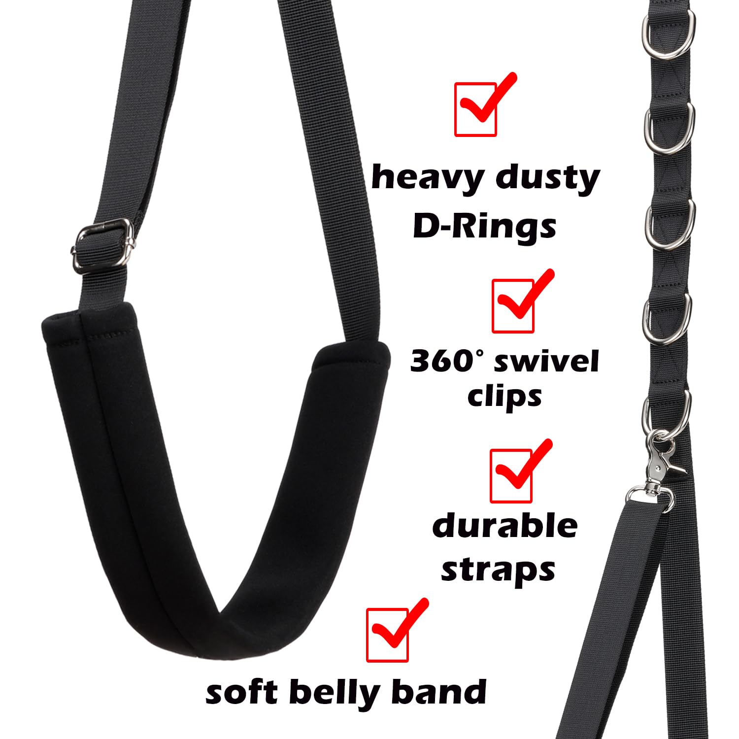 **Adjustable Dog Grooming Belly Straps & Loops - Soft Comfortable Pet Grooming Supplies for Grooming Tables & Arms - Ideal for Professional Groomers (Black) - Perfect for Bathing, Trimming & Styling Pets**