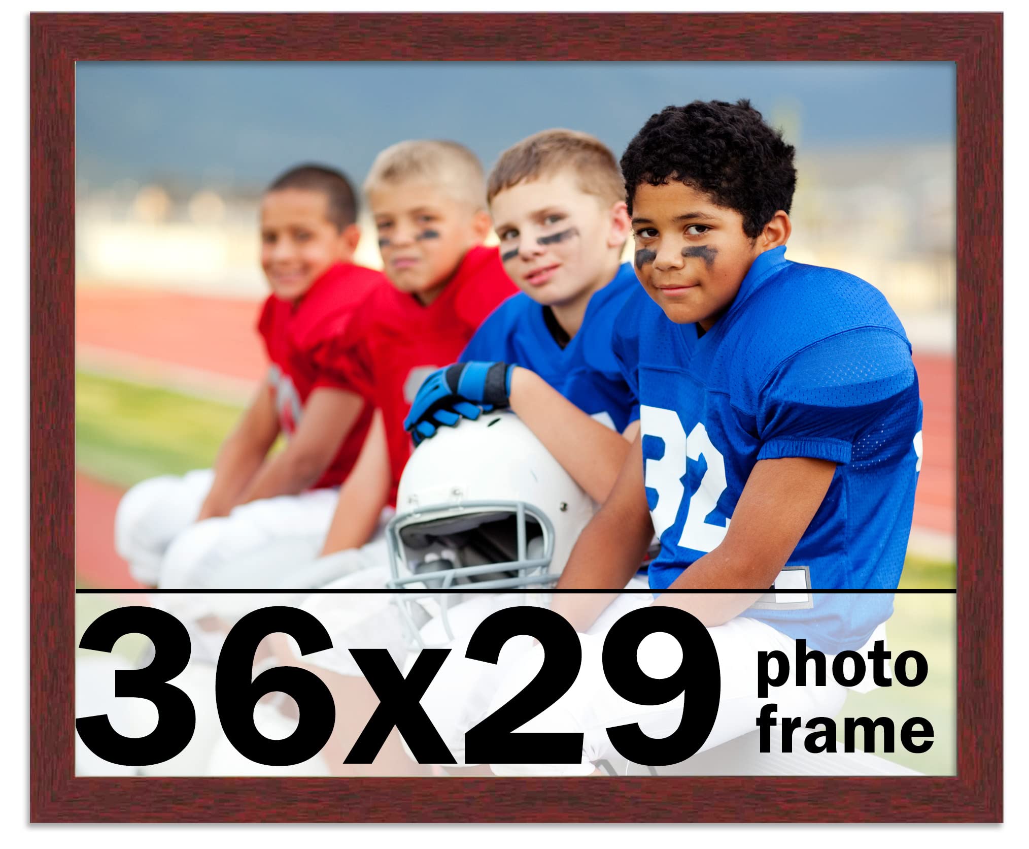 CountryArtHouse 36x29 Inch Solid Mahogany Wood Picture Frame with UV Acrylic Plexiglass & Acid-Free Backing - Premium Wall Art Display for Living Room, Bedroom & Office Decor
