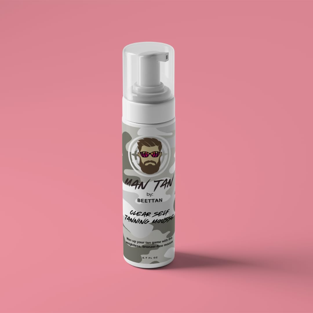 MAN TAN Clear Self Tanning Mousse - Natural Sunless Tan for Men | Quick-Dry, Streak-Free Formula for Face & Body | Perfect for Gym, Beach & Everyday Use