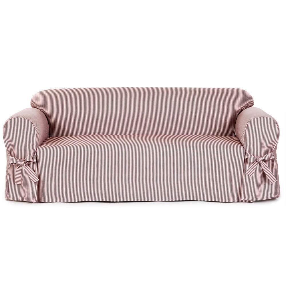 Soft Cotton Brushed Twill Loveseat Slipcover - Red | Durable & Stylish Sofa Protector for Living Room, Apartment, or Office