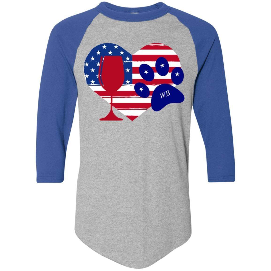 WineyBitches.Co American Wine Paw Heart Colorblock Raglan Jersey - Soft & Stylish Women's Baseball Tee for Casual Wear, Wine Tasting & Pet Lovers