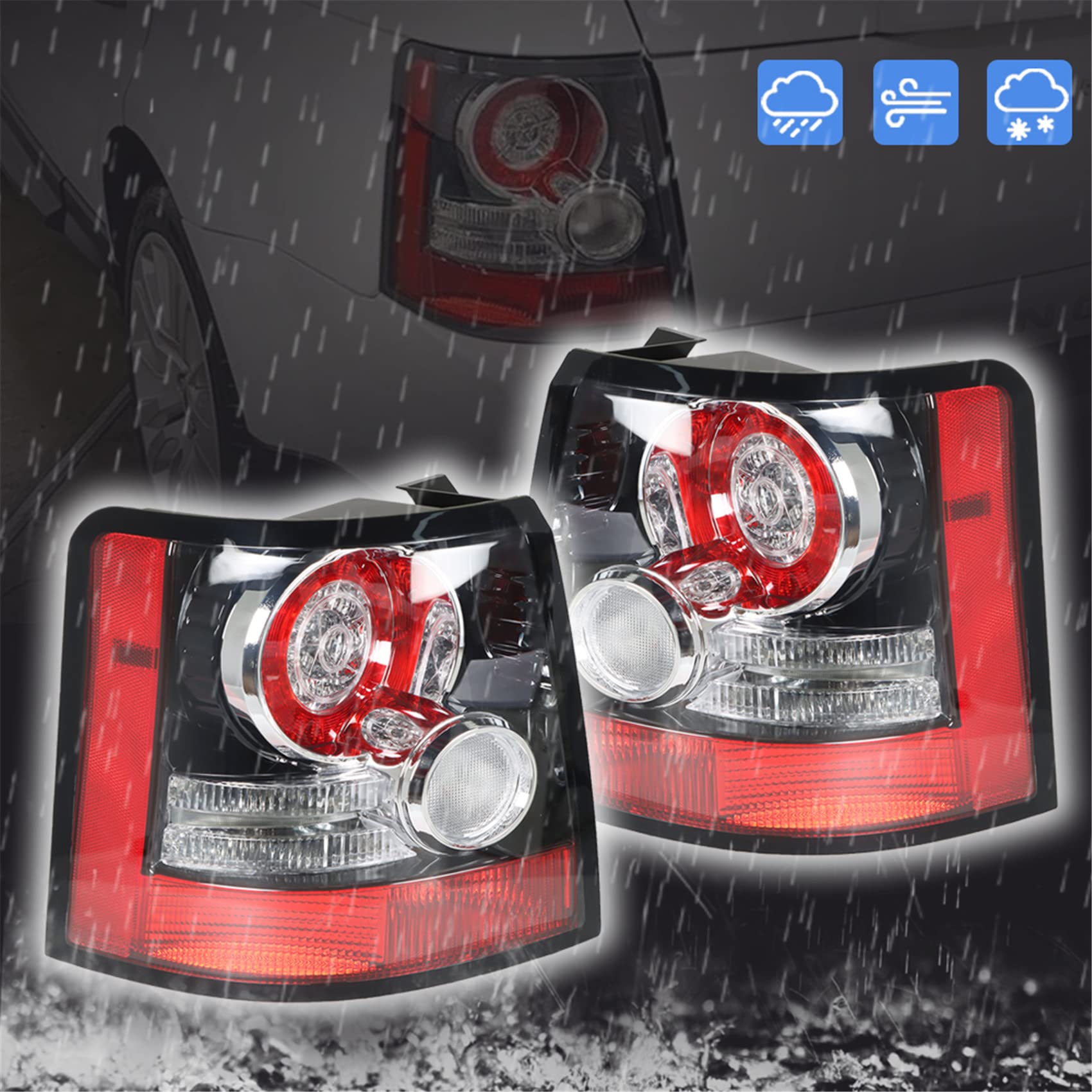 **Land Rover Range Rover Sport 2005-2013 LH+RH Tail Lights Assembly - Brake & Stop Indicator Lights Replacement (Driver & Passenger Side) - Perfect for Night Driving & Enhanced Safety**