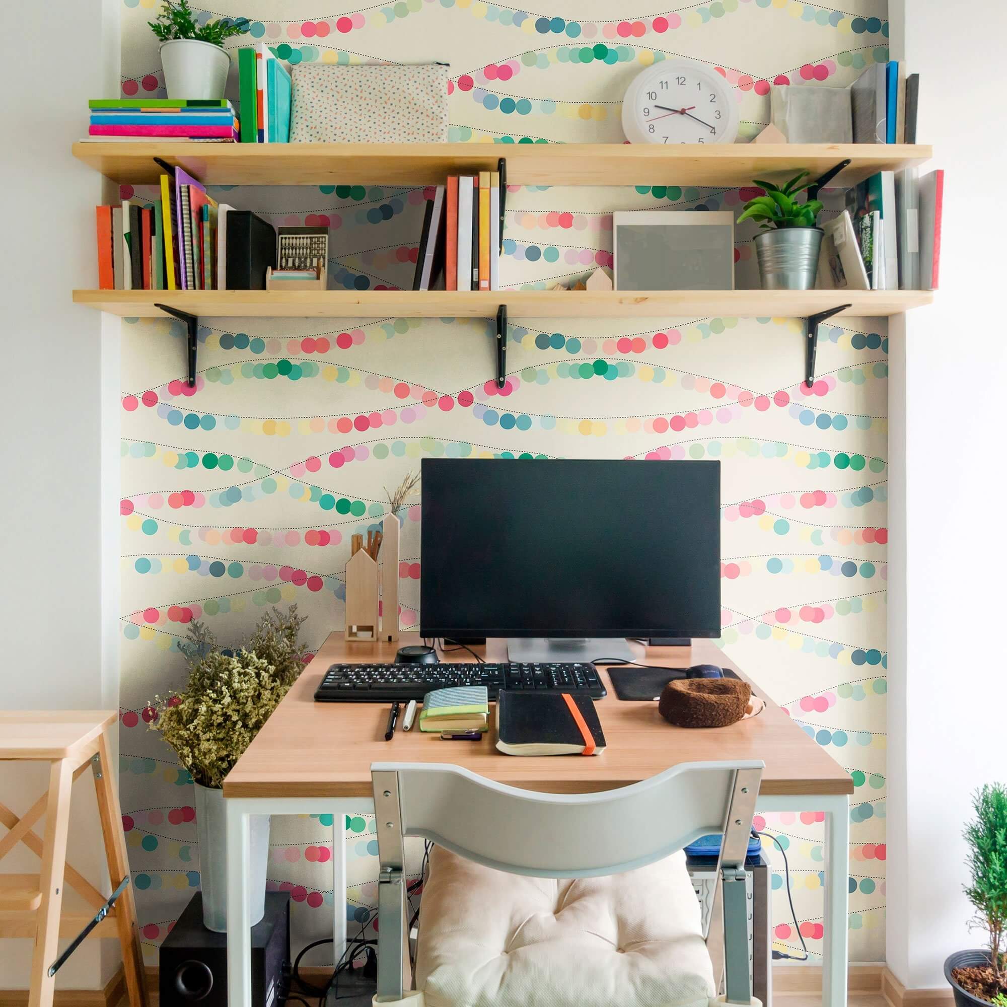 Tan Geometric Peel and Stick Removable Wallpaper for Teens - Self-Adhesive Decorative Wall Covering - Perfect for Bedroom, Dorm Room & Home Office Decor