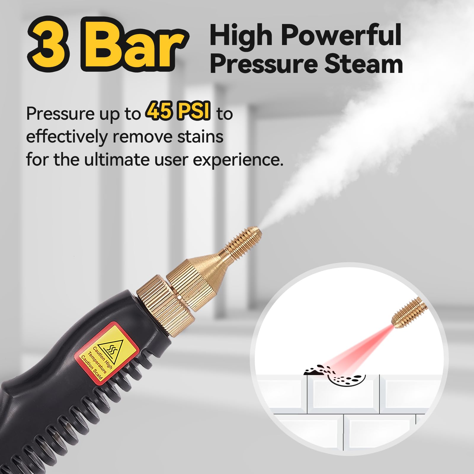 TaskStar 1800W Handheld High Pressure Steam Cleaner with 5 Brush Heads - Portable Heavy Duty Steamer for Grout, Tile, Car Detailing & Home Cleaning - Fast Heating 110V Steam Cleaner for Kitchen, Bathroom, Auto Interior & Outdoor Use