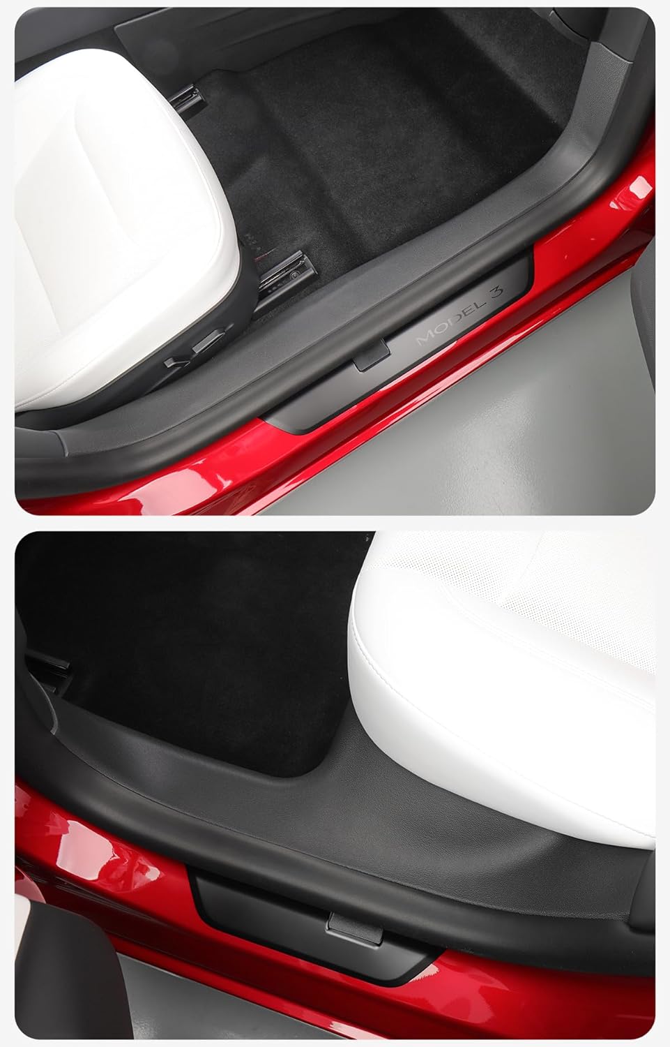 2024 Tesla Model 3 Highland Door Sill Protectors Set - 5 Piece Stainless Steel Anti-Scratch Guards for Car Interior Protection | Perfect for Daily Commute & Road Trips