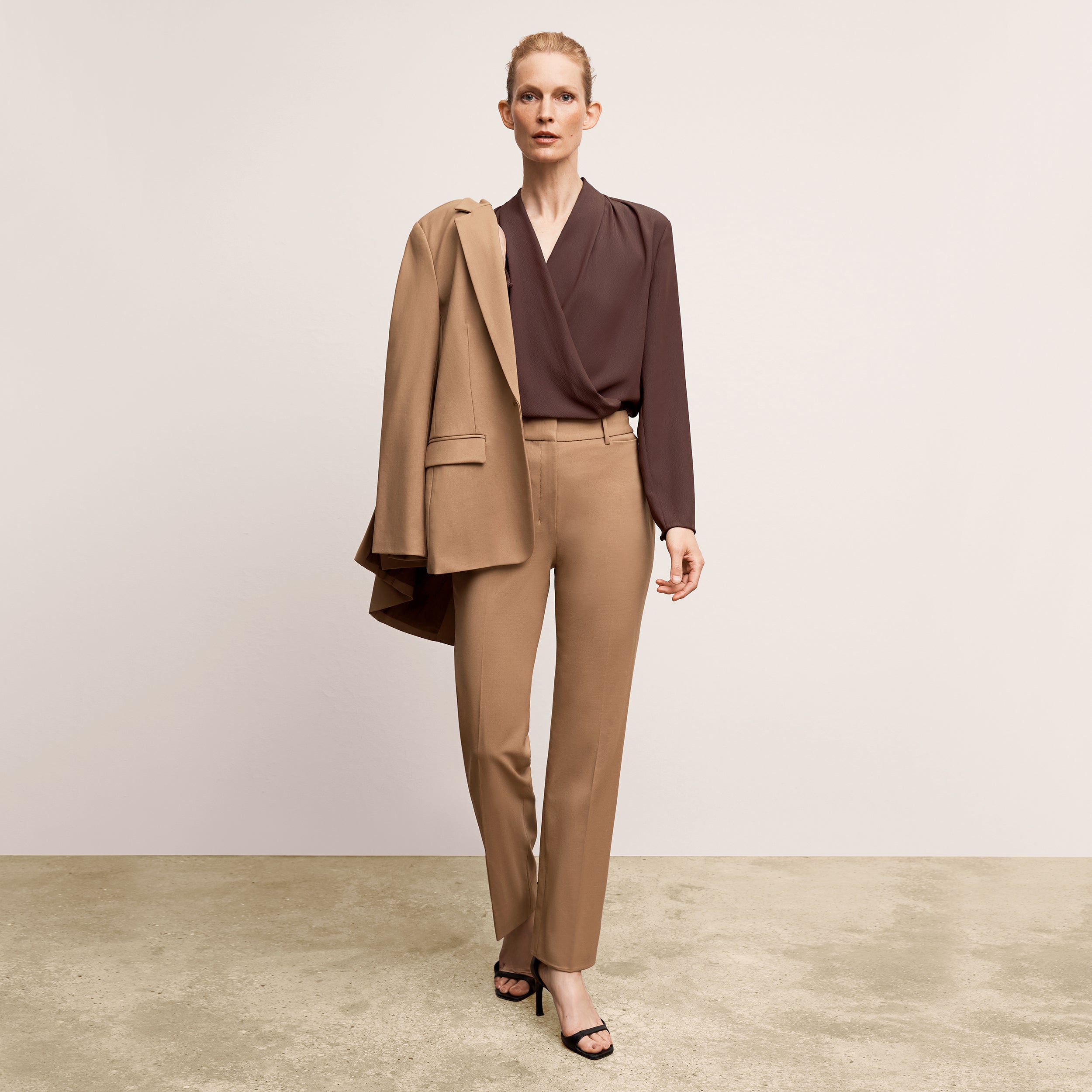 Smith Straight Trouser Washable Wool Twill Pants for Men - Comfortable Office & Business Casual Wear in Camel Color
