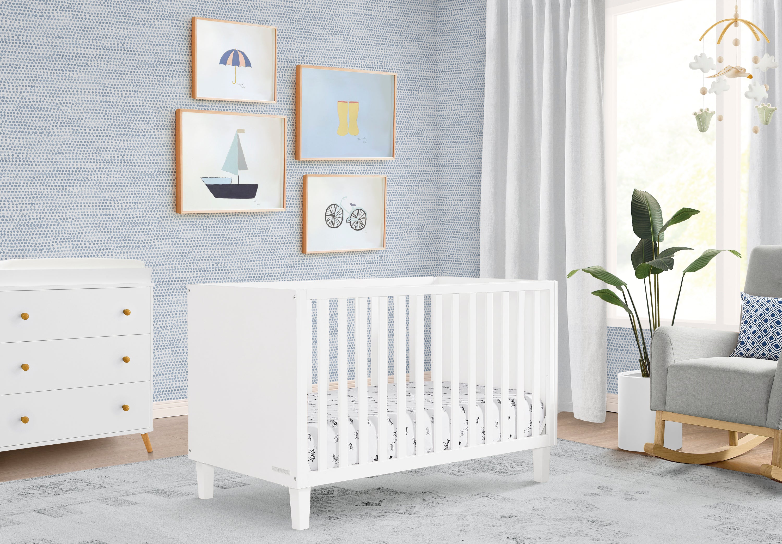 Sonny 4-in-1 Convertible Baby Crib - Toddler Bed, Daybed & Full-Size Bed - Safe & Stylish Nursery Furniture for Boys & Girls - Perfect for Newborns to Teens