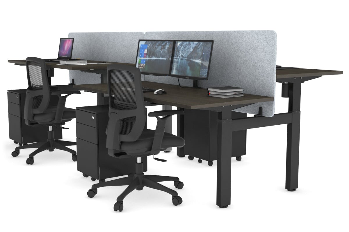 Adjustable 4-Person H Bench Workstation with Black Frame - 1600L x 700W - Perfect for Office, Workshop, or Collaborative Workspaces