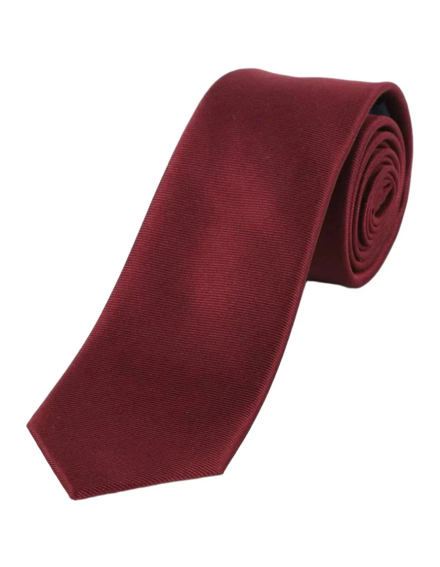 JA Ribbed Twill Silk Tie Burgundy - Premium Mens Necktie for Business, Wedding & Formal Occasions
