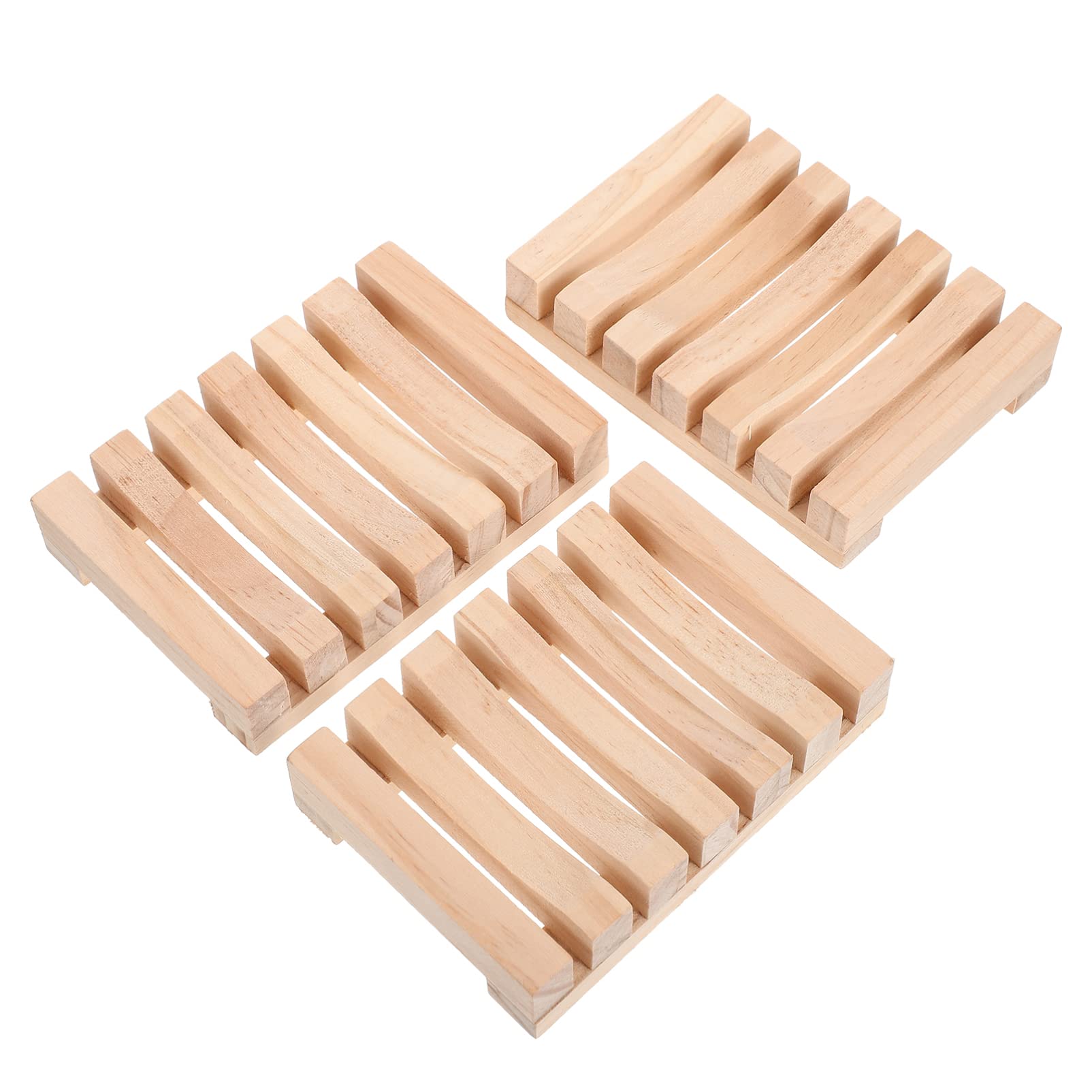 **Cabilock 3-Piece Wooden Soap Dish Set - Natural Rustic Wood Soap Holder for Sink, Shower & Bath - Hollow Pallet Board Design for Drainage - Perfect for Travel & Home Decor**