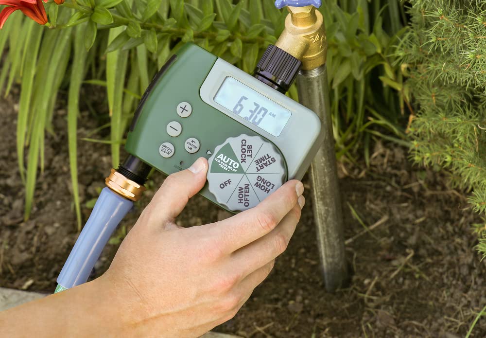 Automatic Digital Garden Irrigation Timer - Eco Series 2 Port Watering System Controller for Lawn, Flower Beds & Vegetable Gardens | Outdoor Use