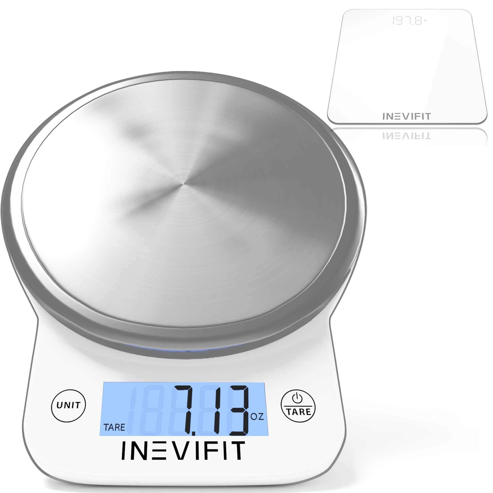 Inevifit Smart Digital Bathroom Scale & Kitchen Scale Bundle - Accurate Body Weight and Nutrition Tracking with BMI, Body Fat, Muscle Mass - Includes Batteries - Perfect for Home Gym, Fitness Enthusiasts & Healthy Cooking