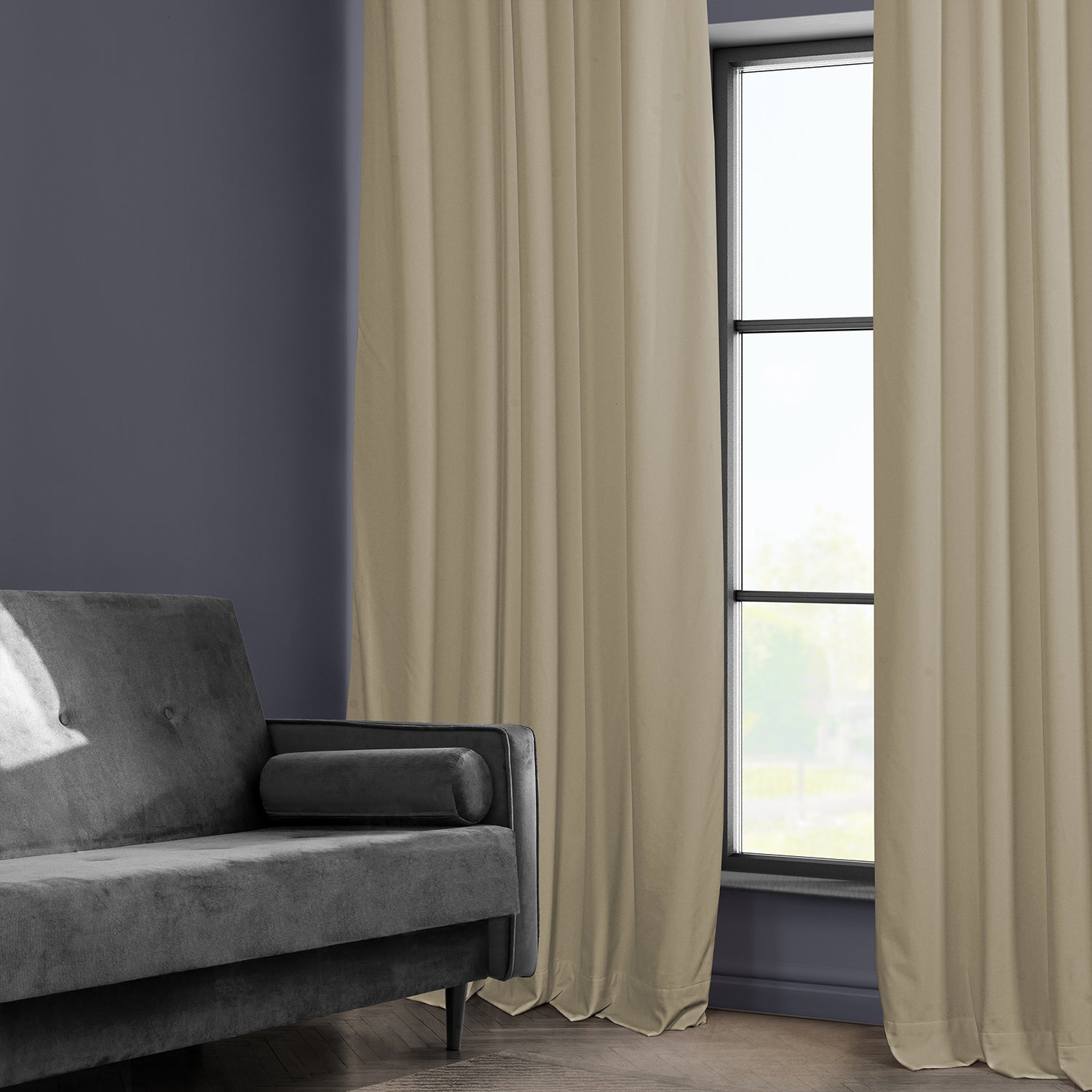 Luxury Light Beige Velvet Curtains for Living Room & Bedroom - Soft Plush Blackout Drapes with Thermal Insulation - Custom Size Window Treatments for Home Decor