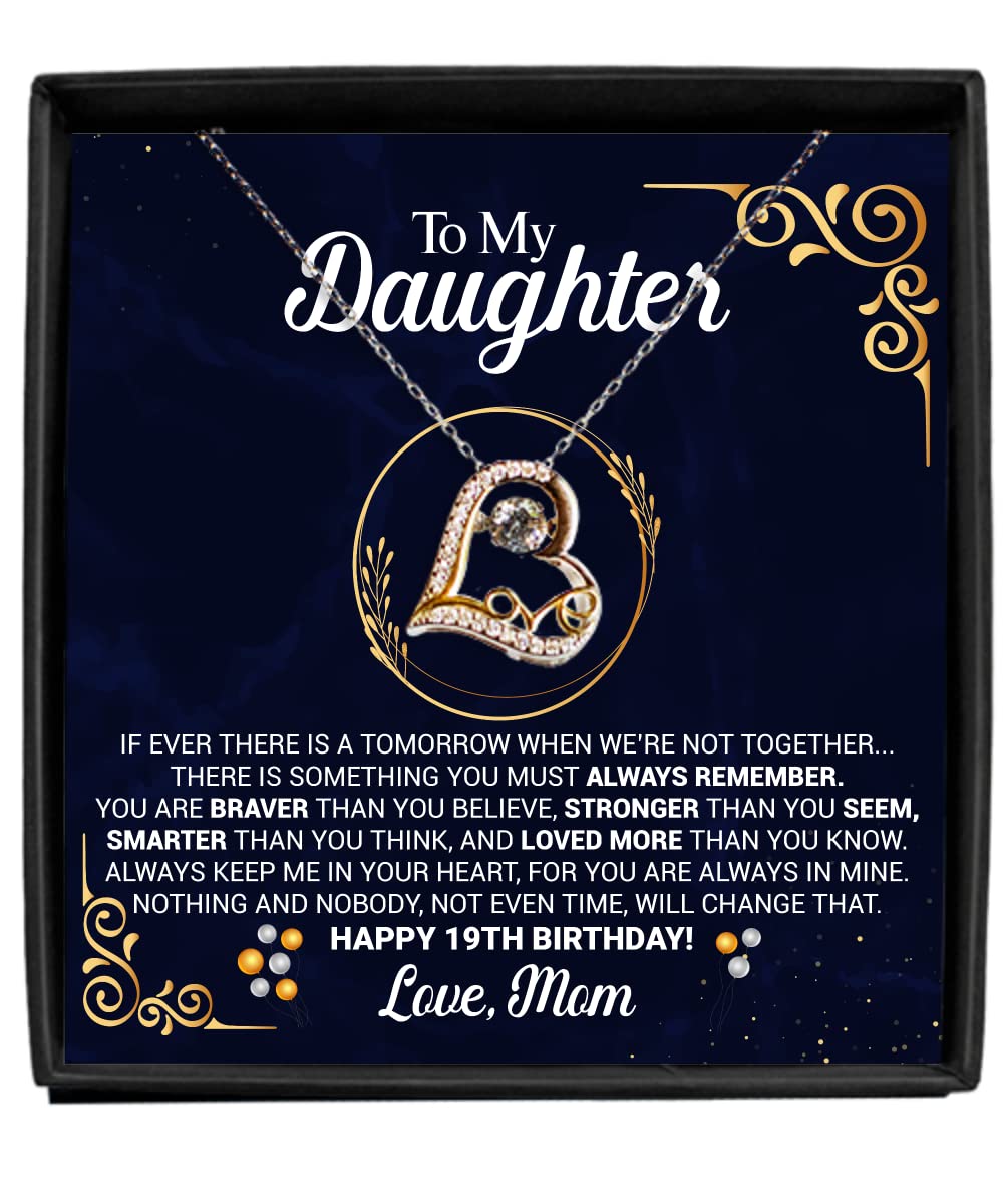 19th Birthday Necklace for Daughter - Personalized Gift from Mom with Message Card - Dancing Themed Jewelry for Teens - Perfect for Birthdays, Graduation & Special Occasions