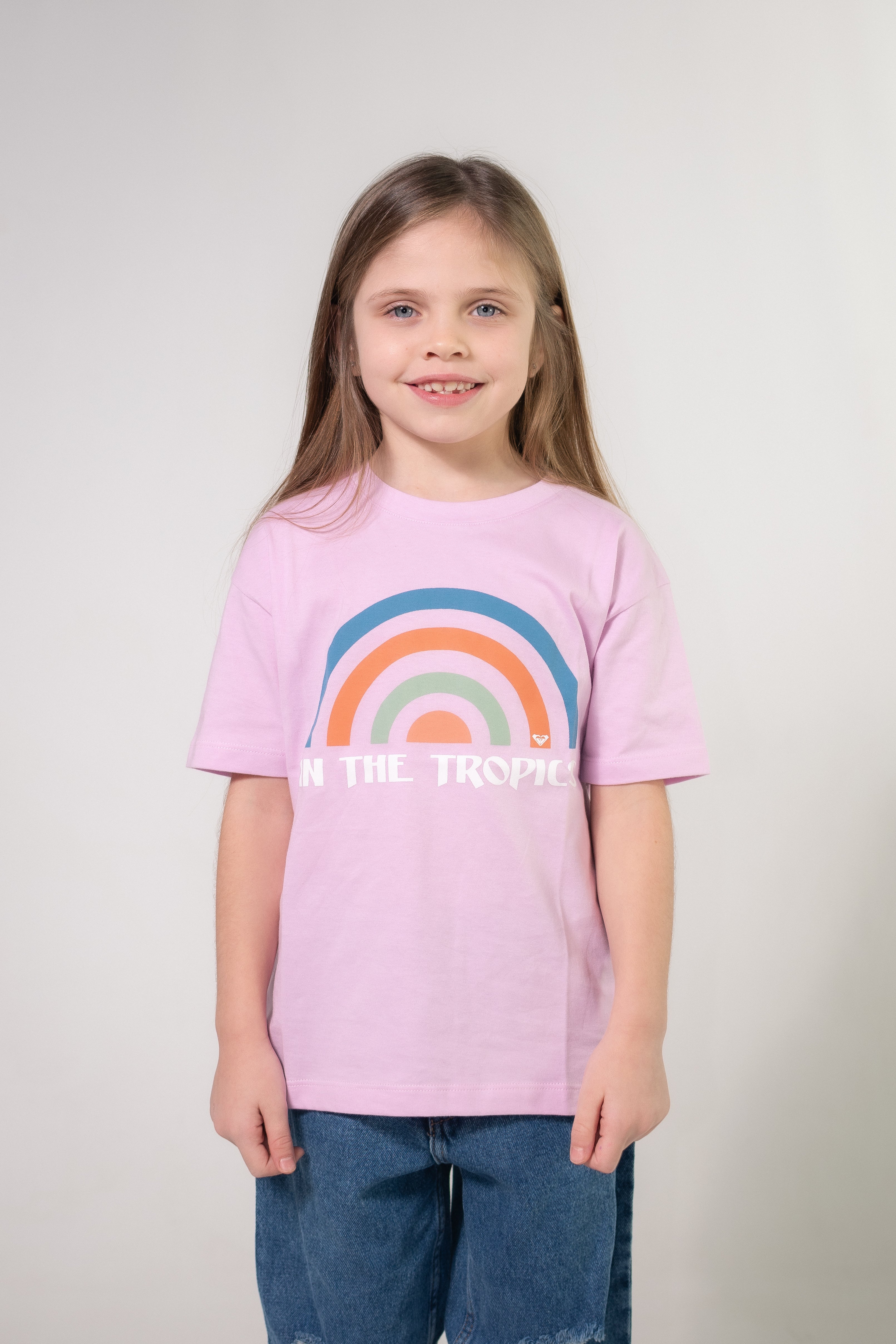 Roxy Kids MC Rainbow Road T-Shirt for Girls - Soft Cotton Short Sleeve Tee - Perfect for School, Playdates & Summer Outfits