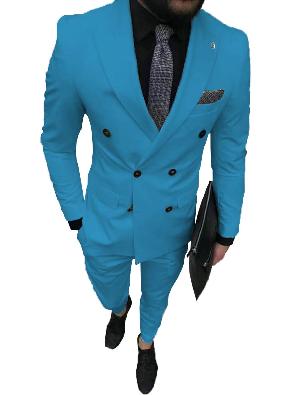 Men's 2-Piece Slim Fit Double Breasted Suit Blazer & Pants Set - Formal Wedding Tuxedo for Groomsmen & Business Occasions | Perfect for Weddings, Prom, Office & Special Events