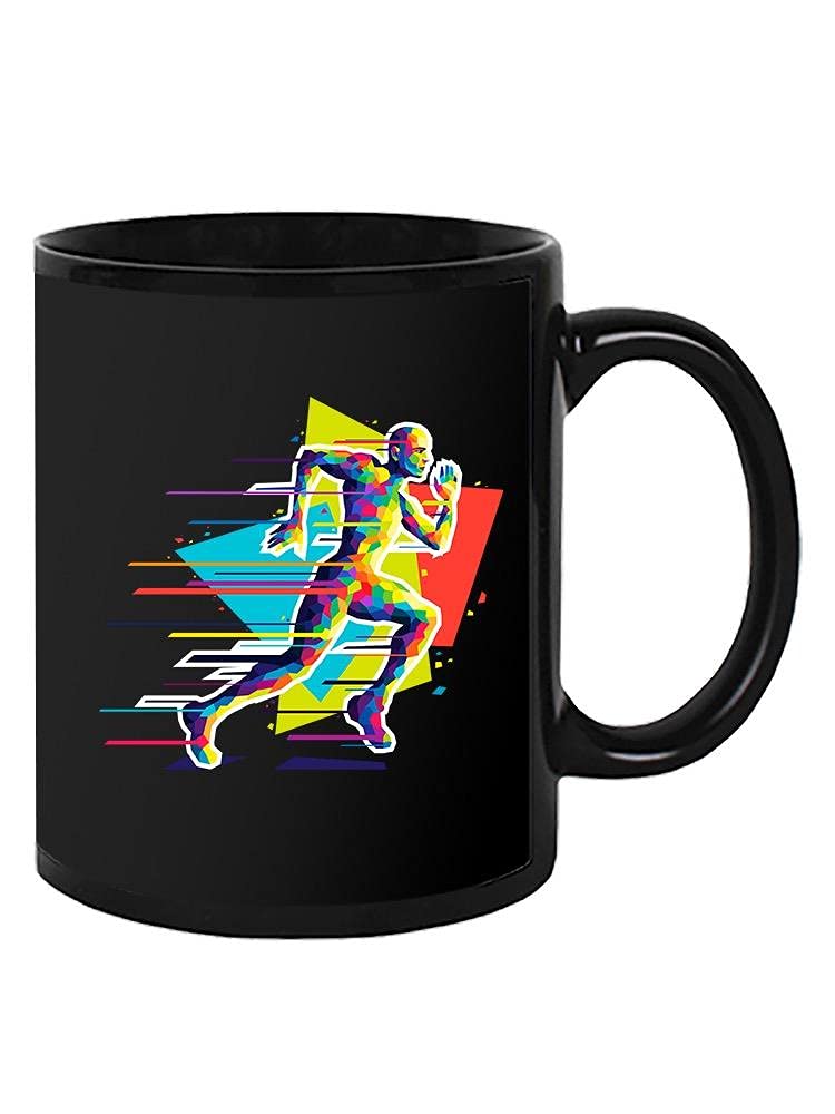 Abstract Running Man Silhouette Coffee Mug - Unisex Ceramic Cup for Runners & Athletes - Perfect for Morning Coffee, Office Use & Sports Enthusiast Gifts