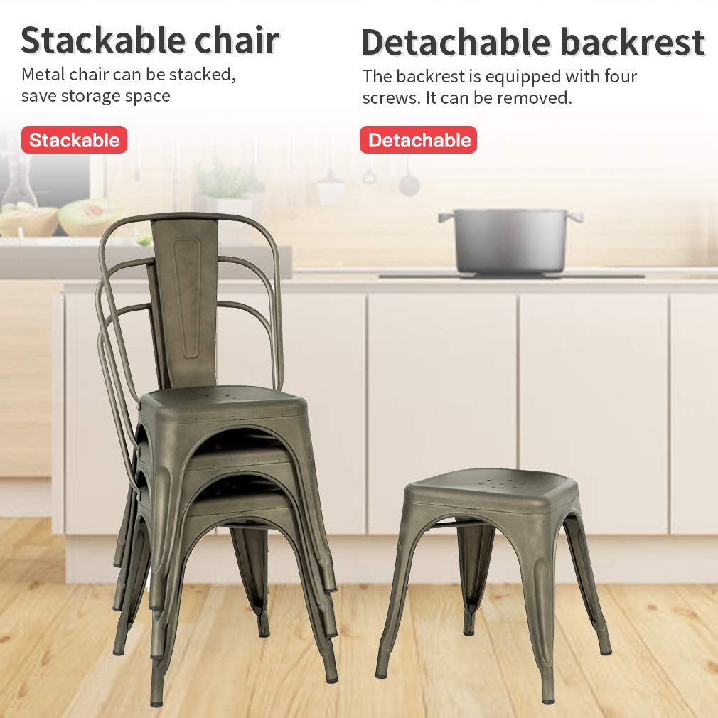 FDW Metal Dining Chairs - Stackable Indoor/Outdoor Chairs for Patio, Restaurant & Kitchen - 18