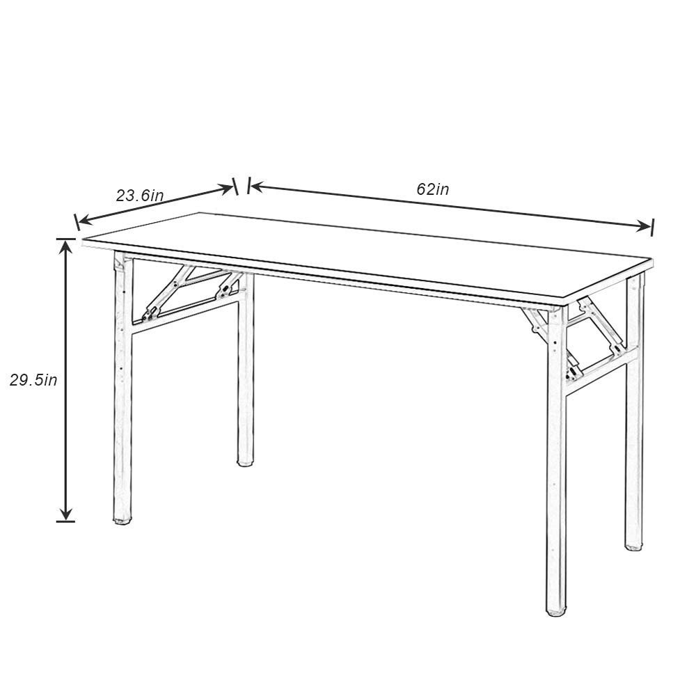 SogesFurniture 62 Inch White Computer Desk - Home Office Desk, Study Writing Table, Workstation with Metal Frame & Folding Design | Perfect for Small Spaces, Gaming Setup & Remote Work