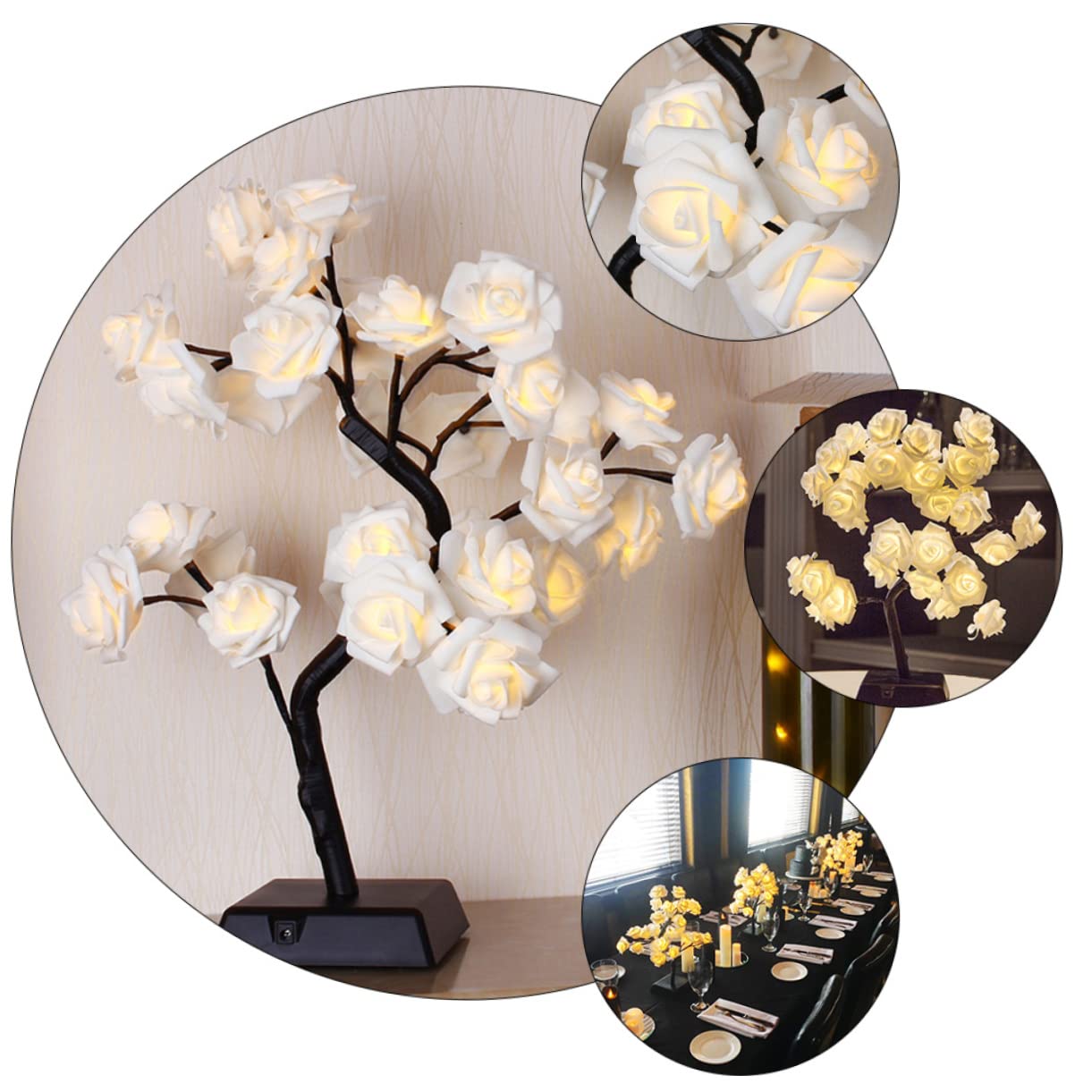ARTIBETTER Rose Table Lamp - 1PC LED Night Light, Artificial Rose Tree Shape Desk Light for Bedroom, Living Room, Home Decor | Romantic Ambiance, Gift Idea for Her