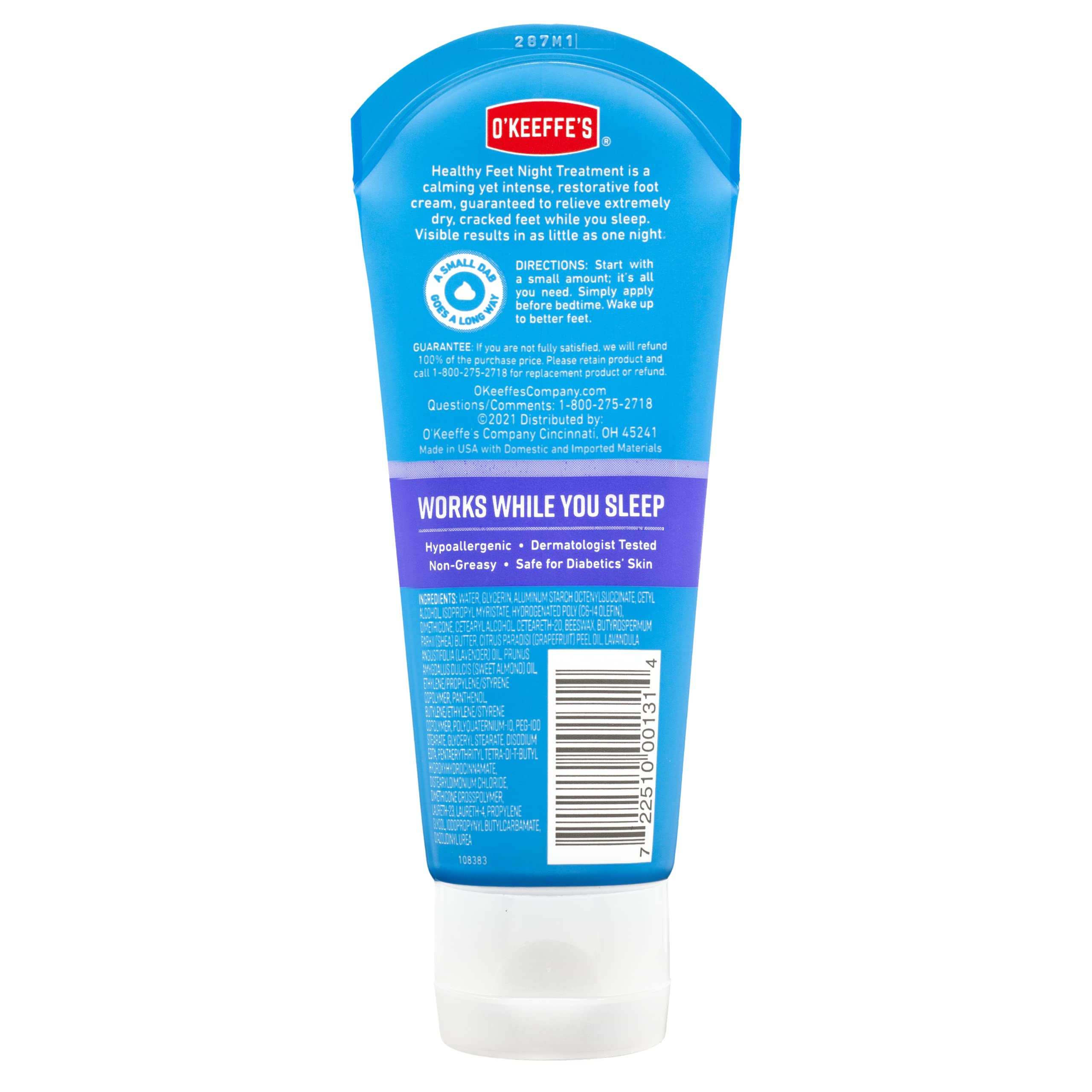 O'Keeffe's Healthy Feet Foot Cream - 3 oz (2 Pack) - Overnight Repair for Cracked, Dry Feet - Intense Moisturizing Treatment - Perfect for Nighttime Foot Care & Cracked Heel Relief