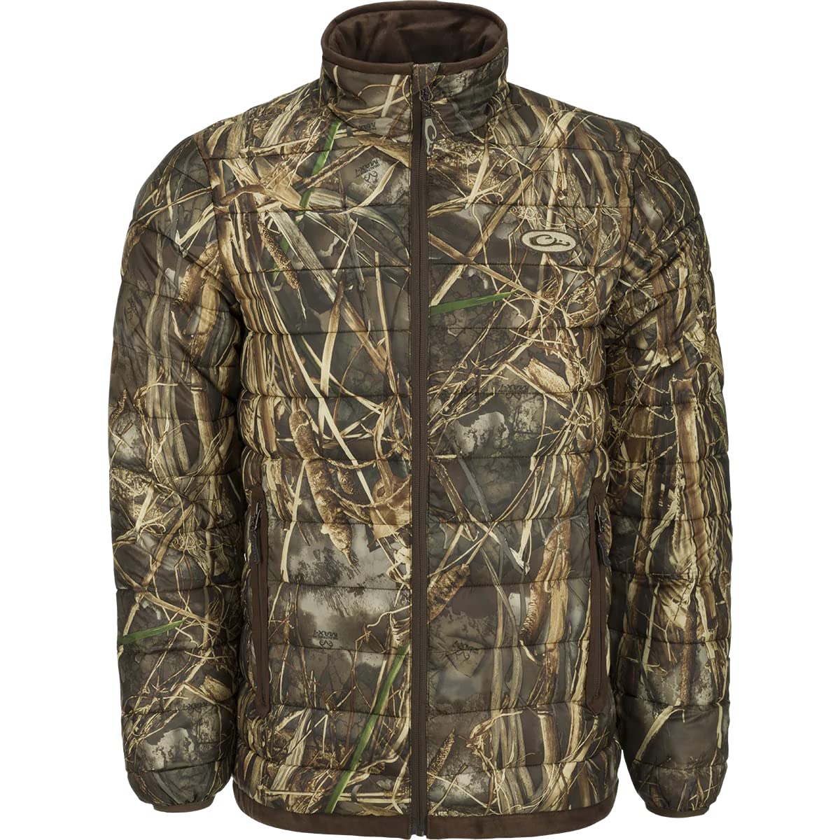 Drake Waterfowl LST Camo Double Down Layering Full Zip Jacket - Mossy Oak Bottomland Camouflage for Hunting & Outdoor Adventures - Size Small - Ideal for Waterfowl Hunting, Cold Weather Layering & Outdoor Activities