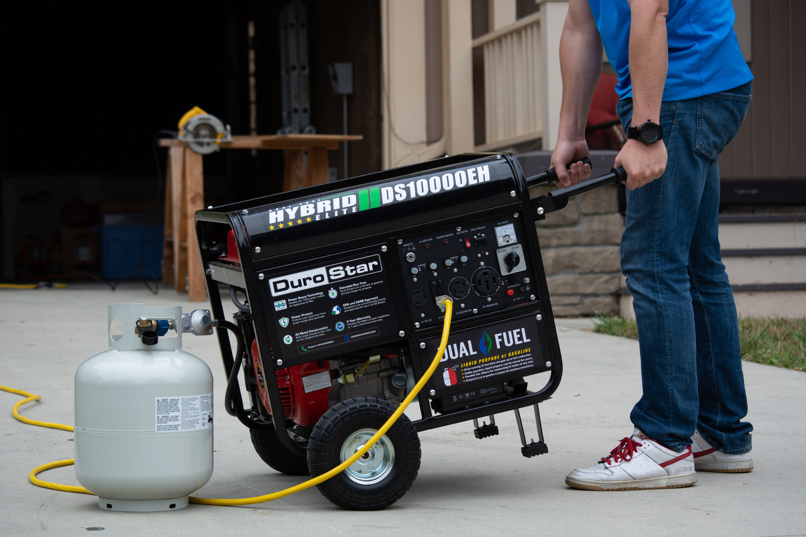 10,000 Watt Dual Fuel Portable Generator - Gas & Propane Powered for Home Backup, Camping & Outdoor Use