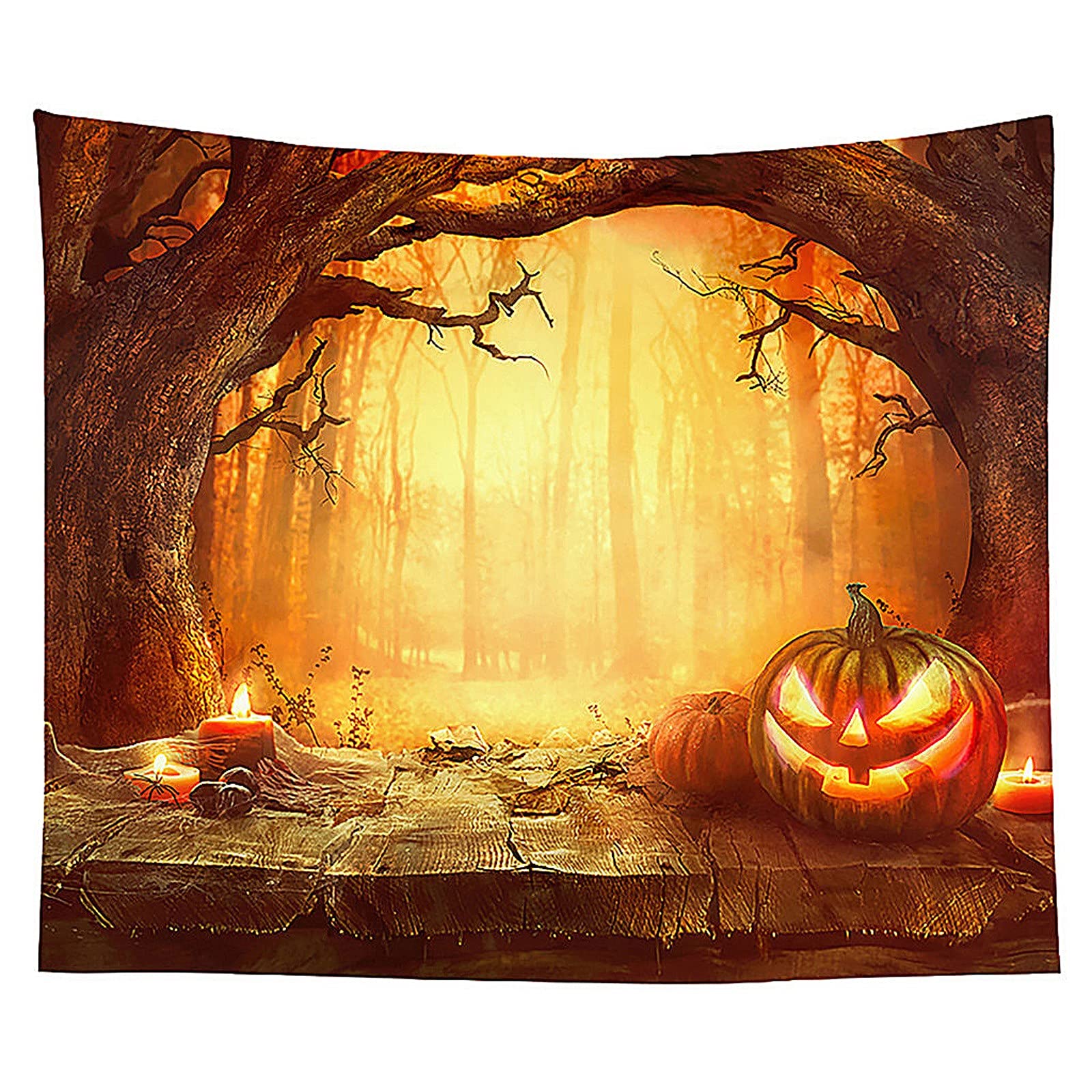 XUANOU Halloween Tapestry - Pumpkin Lantern Skull Print Wall Hanging Decor for Bedroom, Living Room | Spooky Party Background, Home Decor & Gothic Wall Art | Perfect for Halloween Parties, Dorm Room Decor, and Seasonal Home Decoration