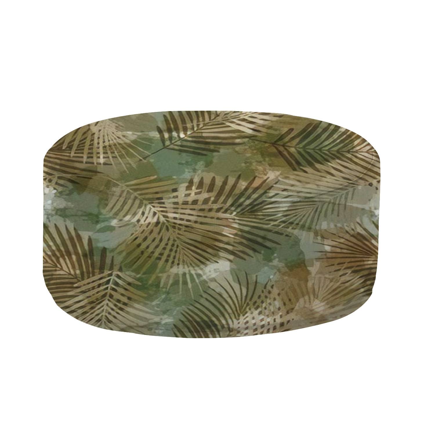 Inflatable Stool Ottoman Pouf - Watercolor Tropical Palm Leaves Design, Brown Seamless Exotic Plant Print - Indoor/Outdoor Footrest for Adults & Kids - Perfect for Patio, Yard, Living Room, Bedroom, Dorm, or Office Use