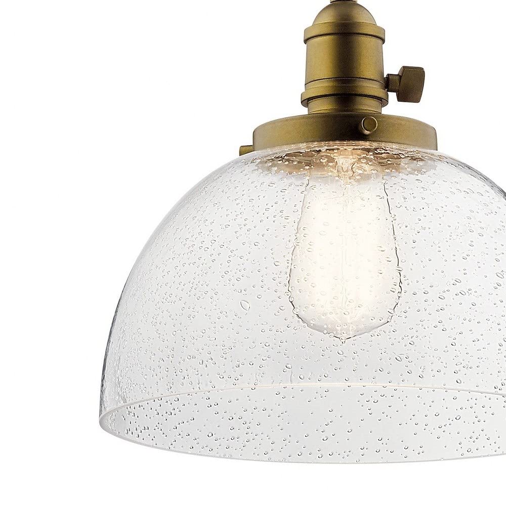 Vintage Mini Pendant Light Fixture - Farmhouse Style 1-Light Hanging Chandelier with Clear Seeded Glass in Olde Bronze Finish | Perfect for Kitchen Island, Dining Room, Entryway or Bedroom Lighting