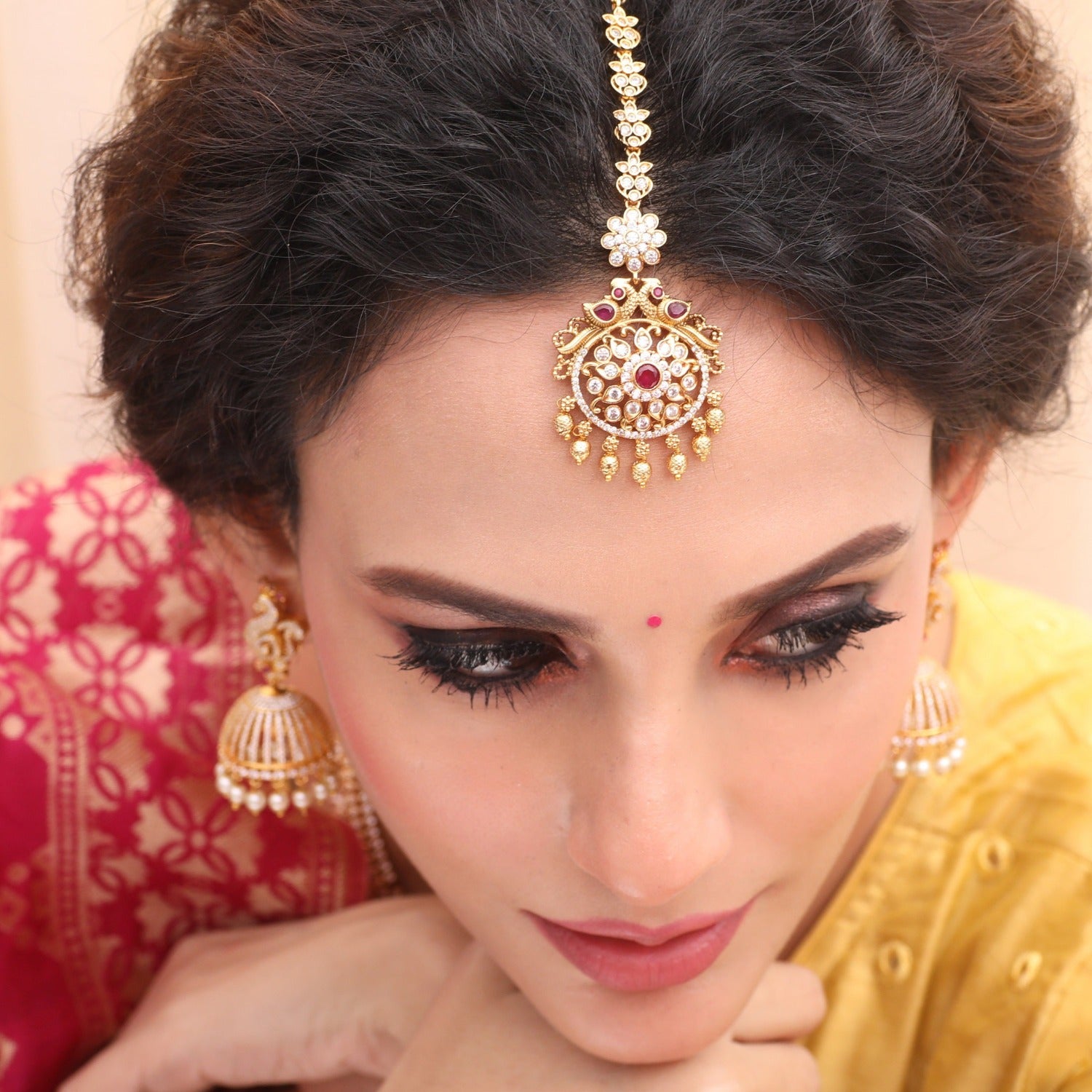 Antique Maang Tikka Hair Jewelry - Traditional Indian Bridal Headpiece for Weddings & Festivals - Perfect for Brides, Dancers & Cultural Events