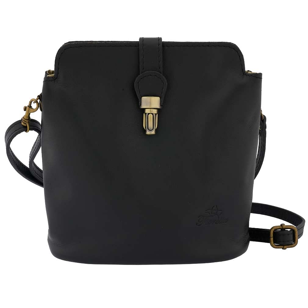 Italian Genuine Leather Crossbody Bag for Women - Small Shoulder Purse with Snap & Clasp Closure - Perfect for Everyday Use, Travel & Shopping