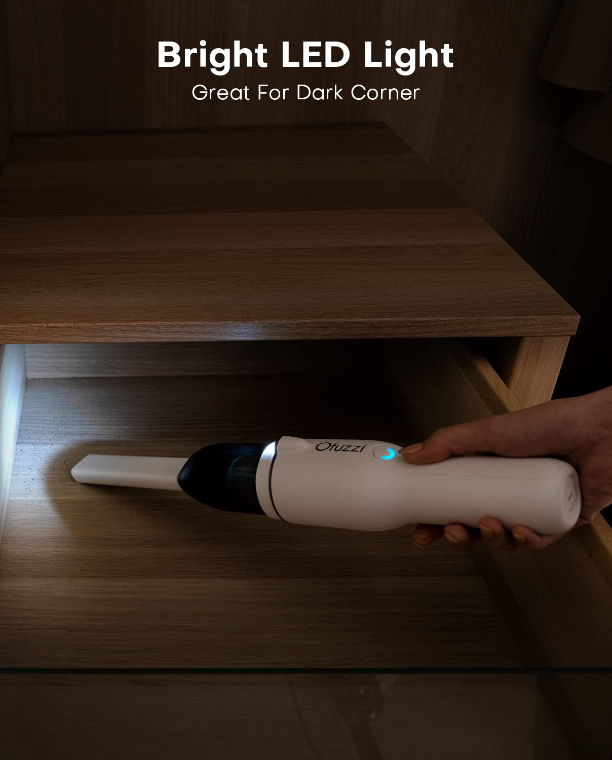 Ofuzzi Slim H7 Pro Cordless Handheld Vacuum Cleaner - 1.0LB Ultra Lightweight, 27AW/11kPa Powerful Suction, LED Light & 2 Speed Modes, Low Noise, USB-C Charging - Perfect for Home, Car, Pet Hair Cleaning & Quick Spills (White)