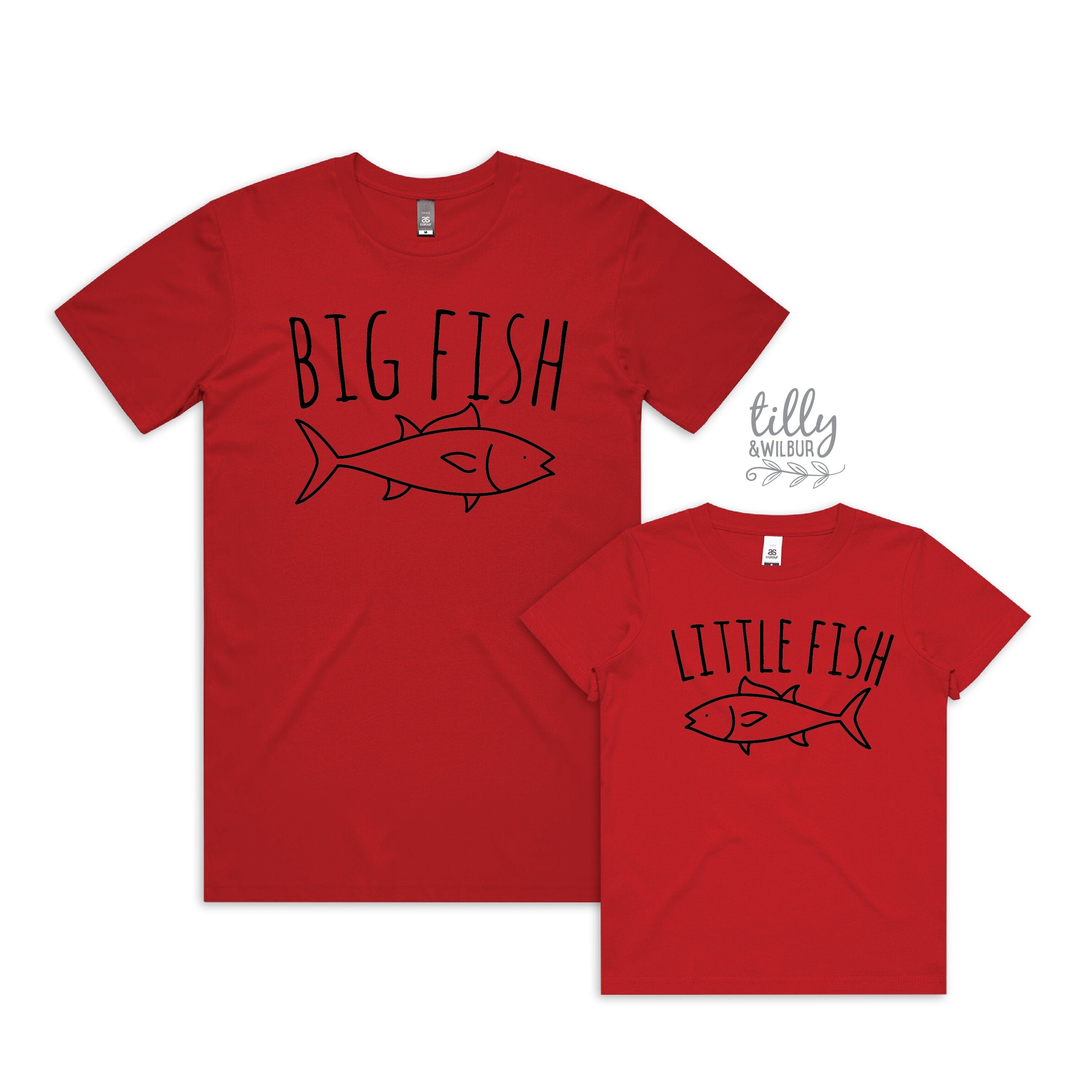 Father and Son Matching Shirts - Big Fish Little Fish Graphic Tees for Family Outfits | Perfect for Father's Day, Family Photos & Special Occasions