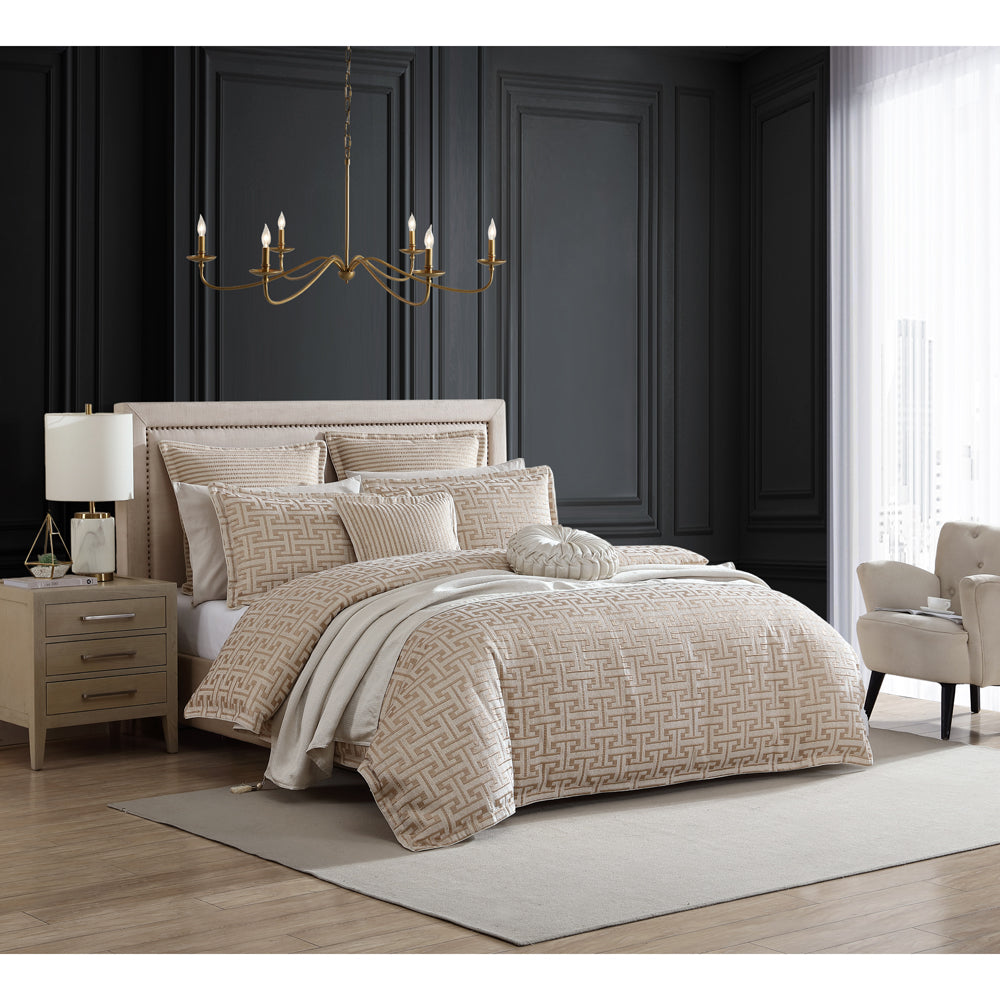 Constantine Gold Quilt Cover Set - Queen Size Luxury Bedding for Master Bedroom & Guest Room | Soft & Elegant Comforter Cover with Pillow Shams