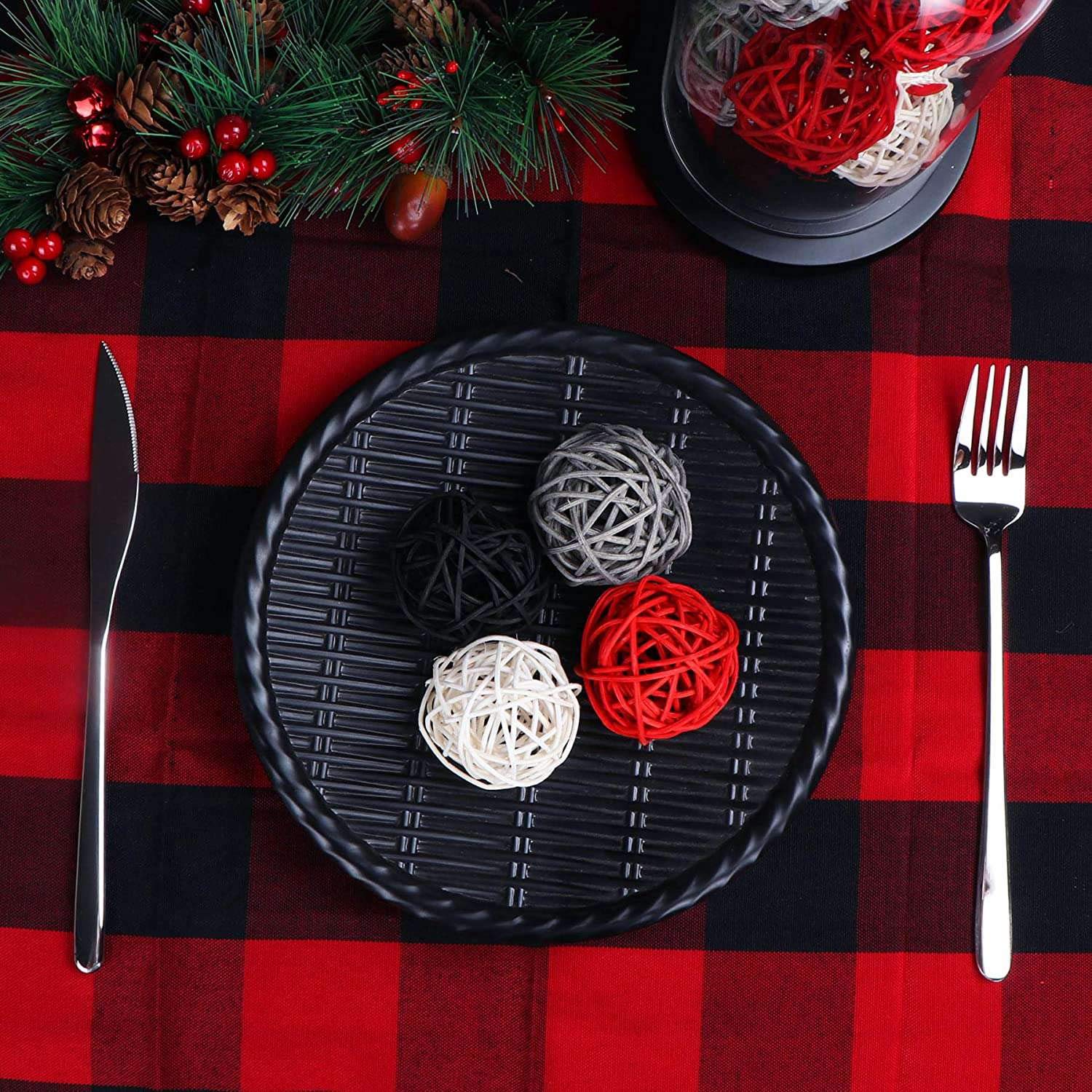 2 Inch Rattan Balls - Decorative DIY Filler Ornaments for Wedding Table Decor (Black, Red, White) | Perfect for Centerpieces, Party Decorations & Home Crafts
