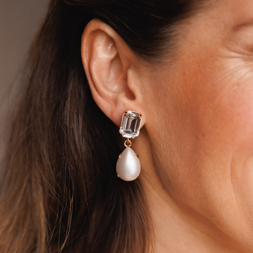 Elegant Pearl and Crystal Dangle Earrings for Women - Perfect for Weddings, Parties & Special Occasions