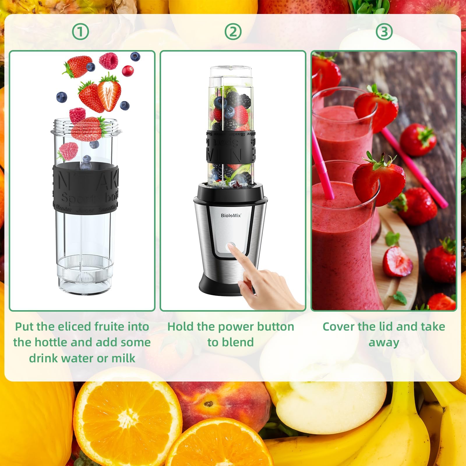 BioloMix 700W Blender and Food Processor Combo - 7-in-1 Multi-Function Kitchen Appliance for Juicing, Grinding, Chopping & Mixing | Perfect for Smoothies, Coffee Spice, Meat & Fruits | Compact & Portable for Home, Office & Travel Use