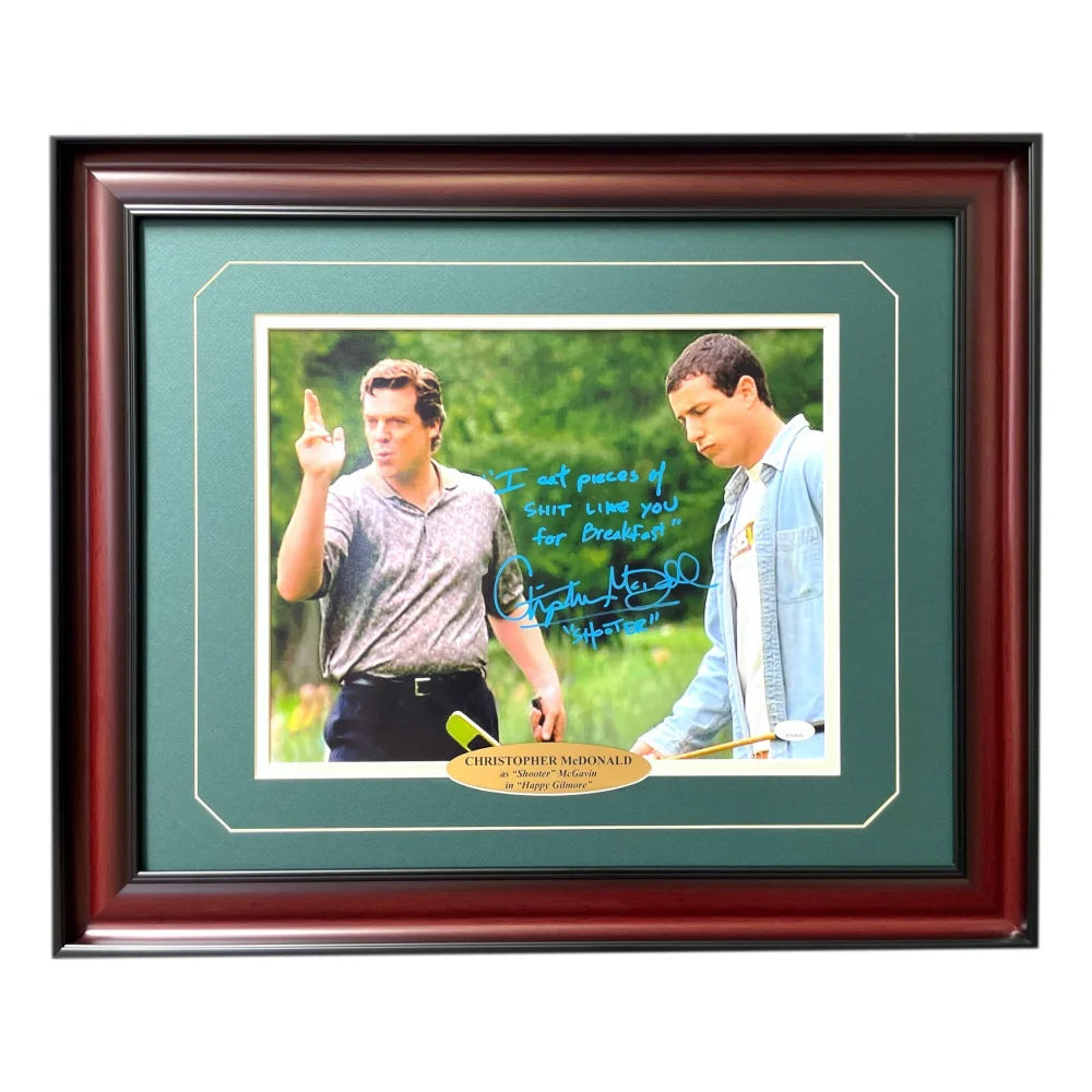 Authentic Christopher McDonald Autographed Shooter McGavin 11x14 Photo - Signed Memorabilia with 'Pieces of Sh*t' Inscription | Perfect for Movie Fans, Golf Lovers & Happy Gilmore Collectors