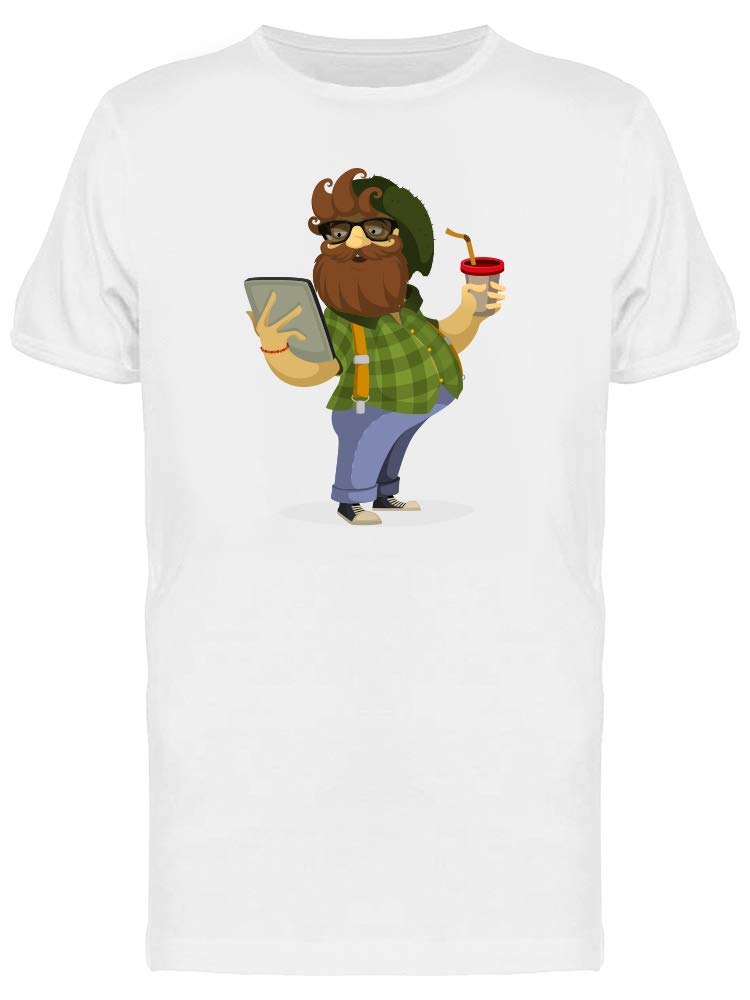 Bearded Hipster Man Cartoon T-Shirt for Men - Trendy Graphic Tee for Casual Wear & Street Style