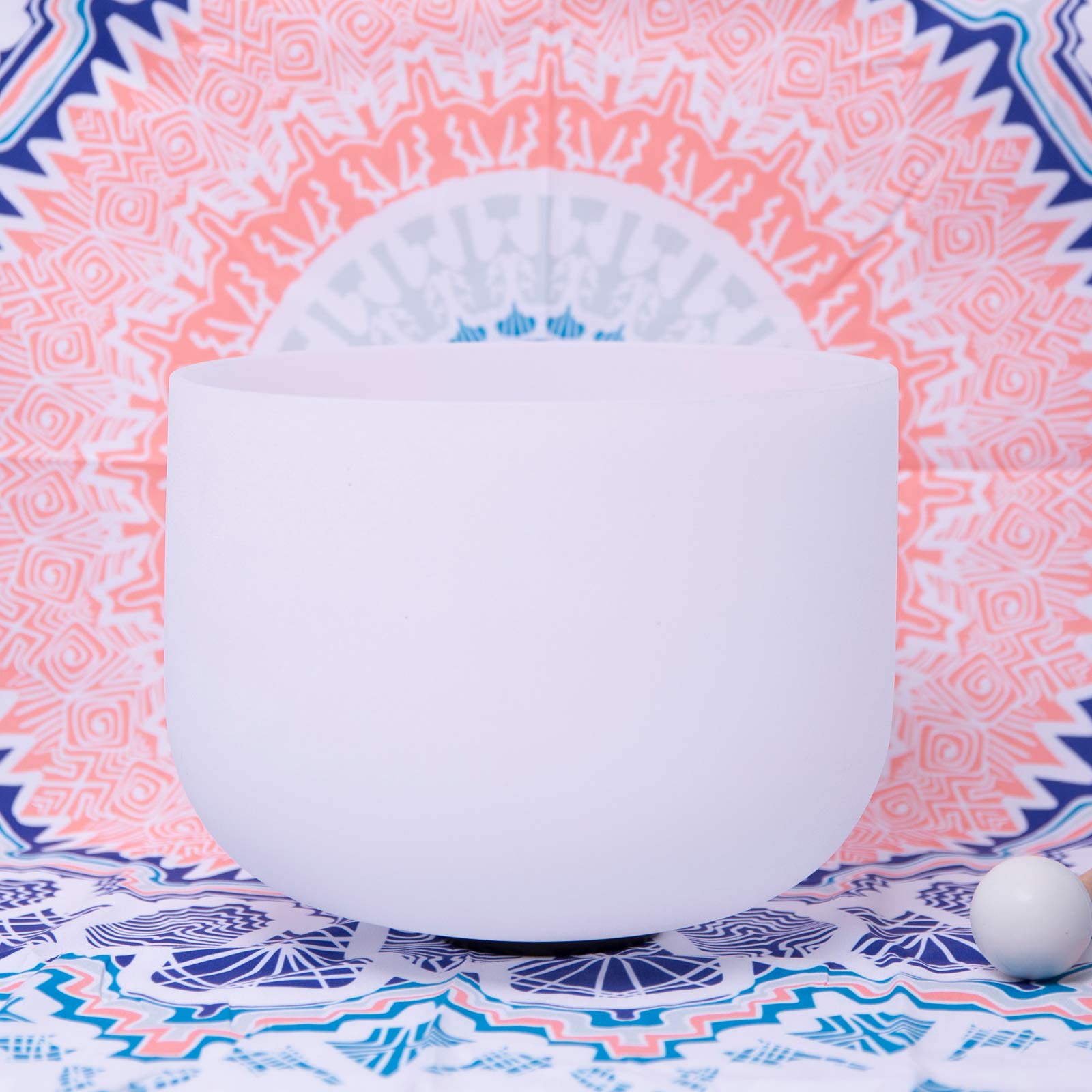 432Hz Perfect Pitch D Note Sacral Chakra Frosted Quartz Crystal Singing Bowl Set - 10 Inch with Mallet & O-Ring Included for Meditation, Sound Healing & Chakra Balancing
