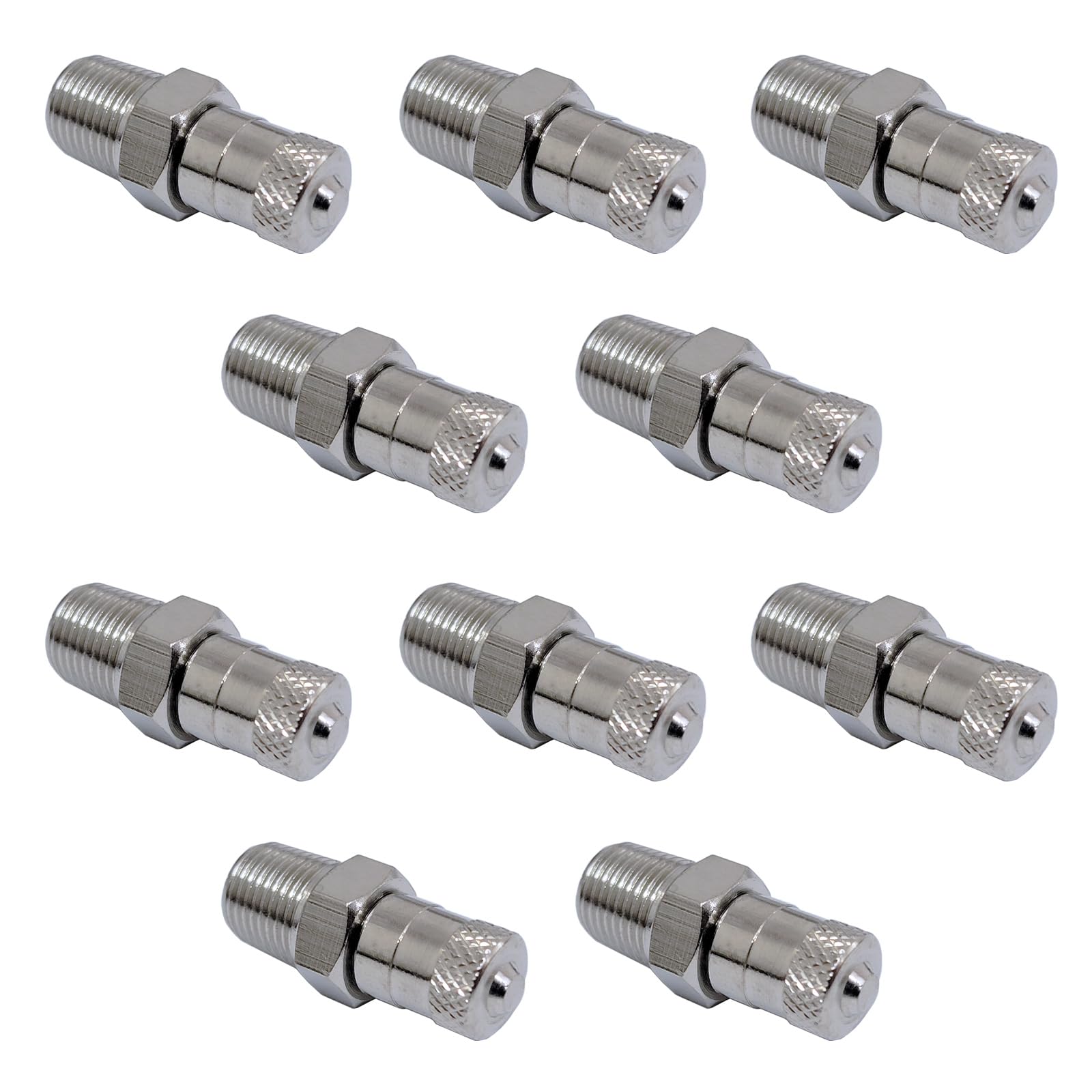 10 Pcs 1/8 Inch BSPT BSP Schrader Tank Valve - 25mm Wheel Air Compressor Valve - 35 Bar 500 PSI High Pressure - for Bicycle Tires, Motorcycles & Industrial Air Tools