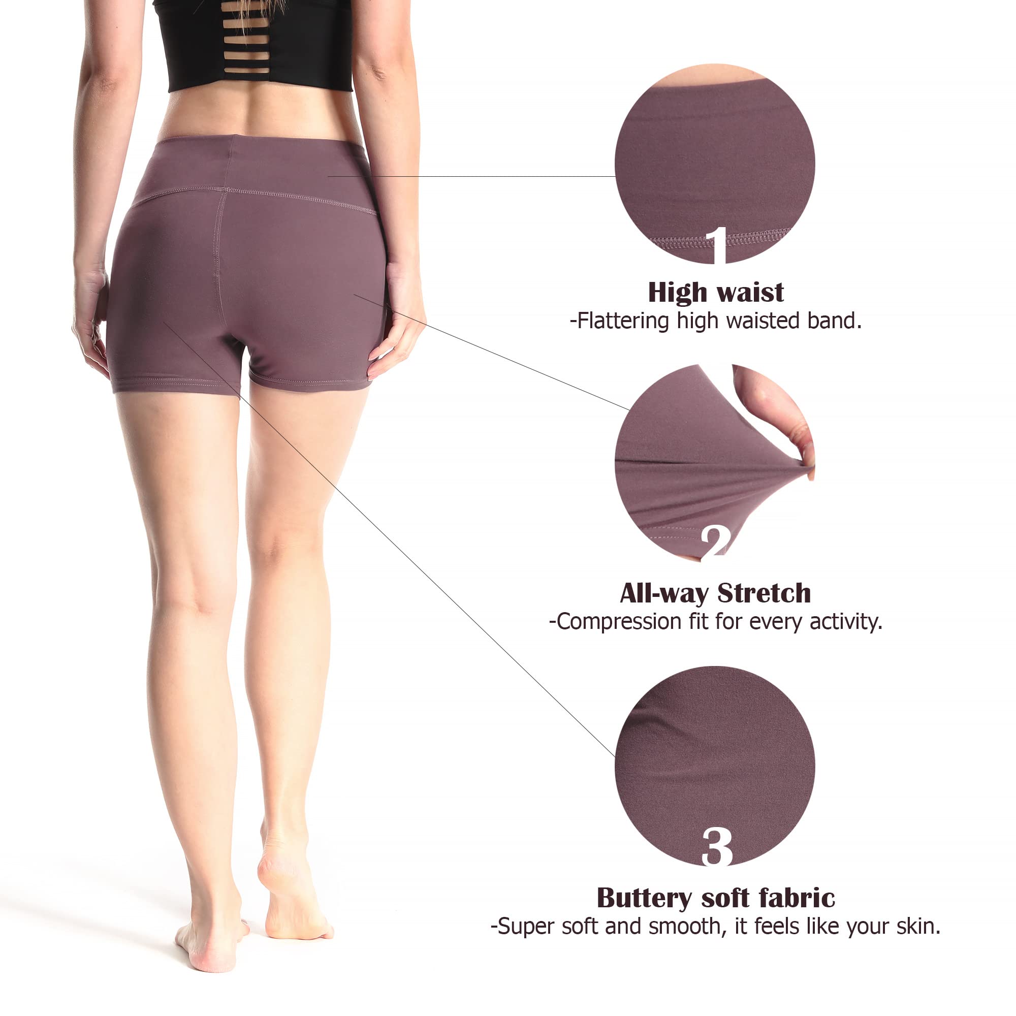 Women's High Waist Workout Shorts - Yoga, Running, Gym, Dance & Volleyball Athletic Short Pants - Perfect for Cheerleading, Fitness & Active Lifestyle