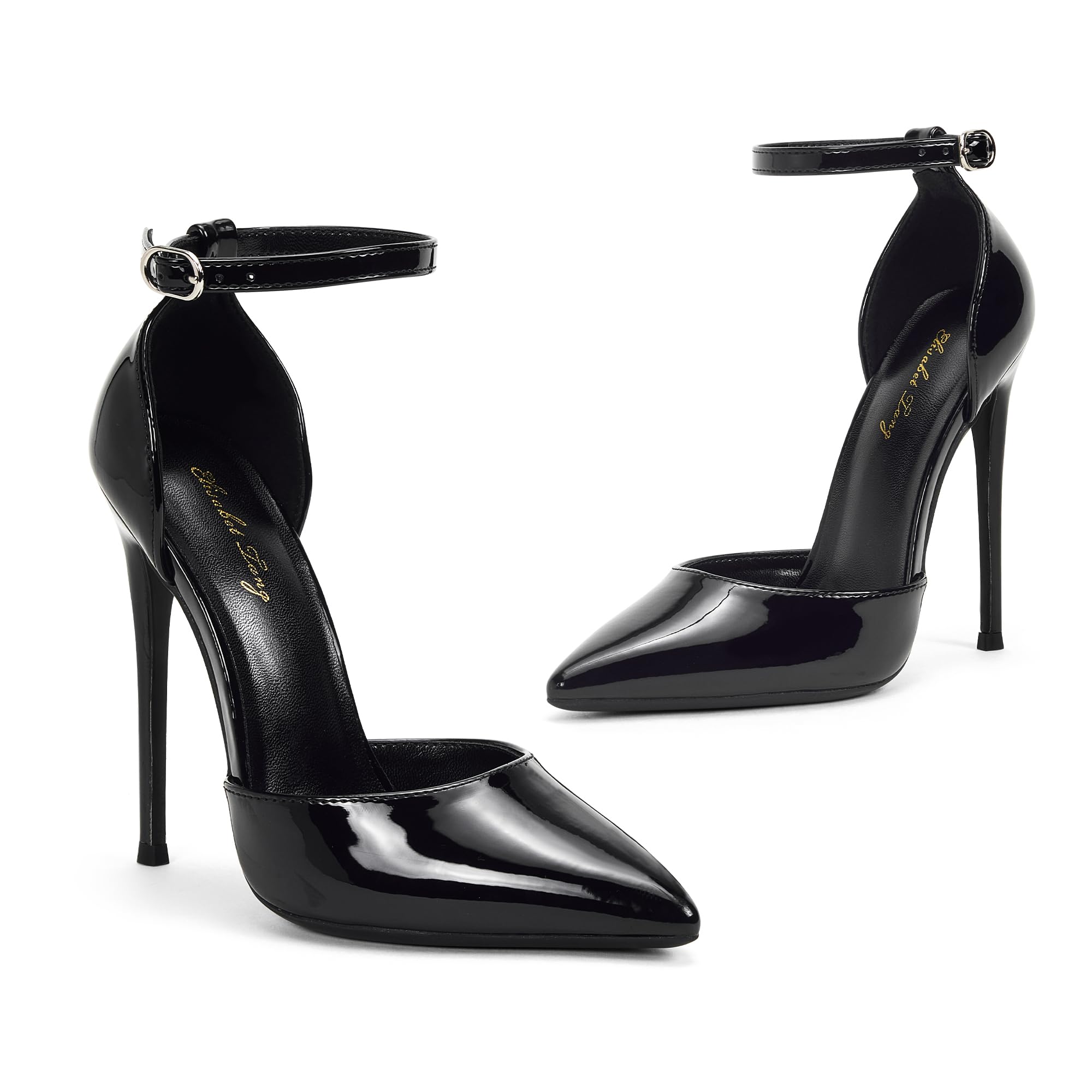 Elegant Elisabet Tang Women's High Heel Pumps - D'Orsay Ankle Strap Pointed Toe Stiletto with Rhinestones for Party, Wedding & Evening Events | Perfect for Prom, Cocktail Parties & Special Occasions