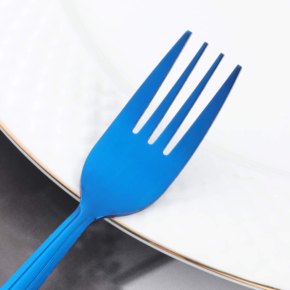 12-Piece Stainless Steel Salad & Dessert Forks Set - 6.2 Inch Elegant Blue Flatware - Perfect for Dinner Parties, Picnics & Home Entertaining