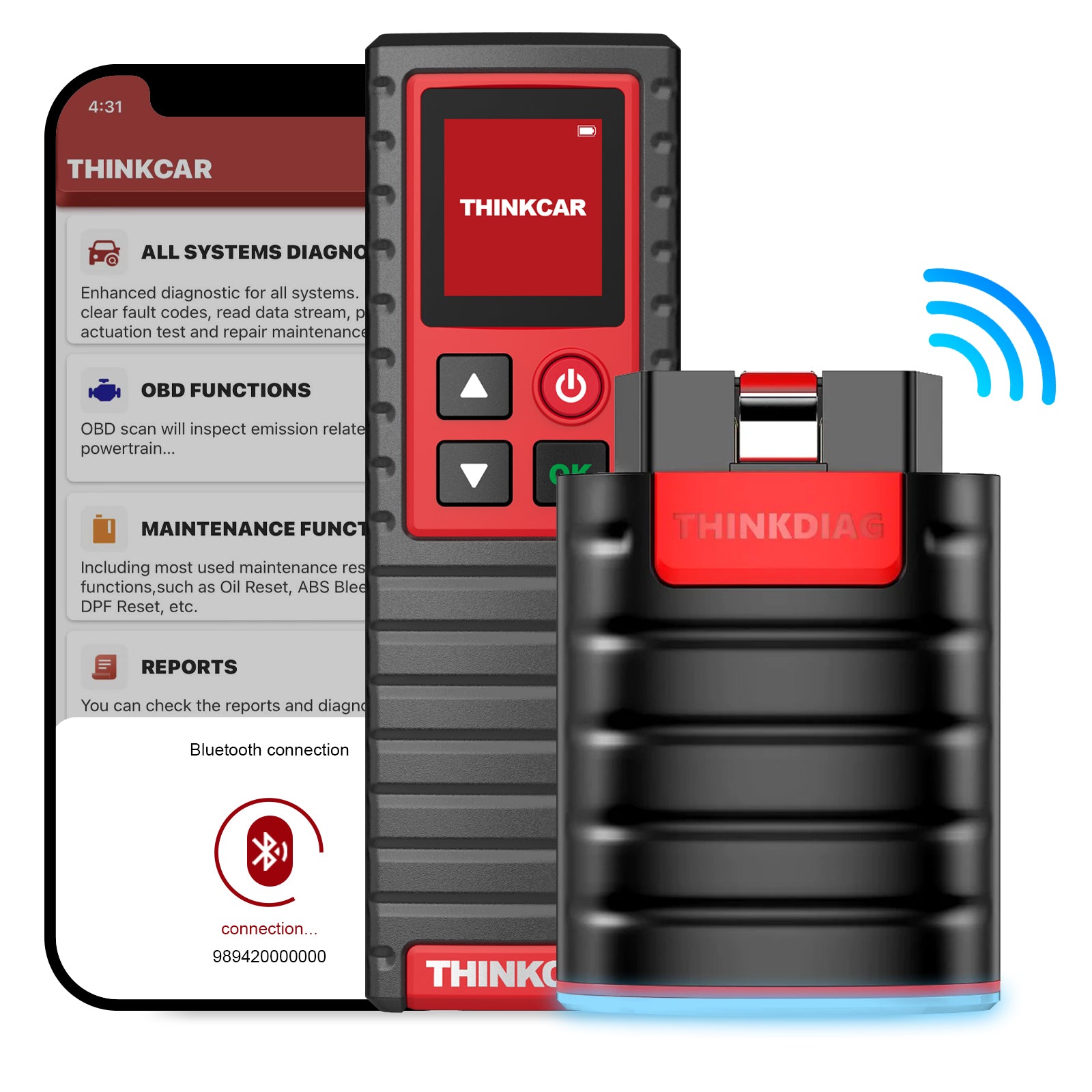 ThinkDiag Bluetooth OBD2 Scanner with TPMS Reset Tool - Professional Car Diagnostic Device for Engine, ABS, SRS & More | Perfect for Mechanics & DIY Auto Repairs