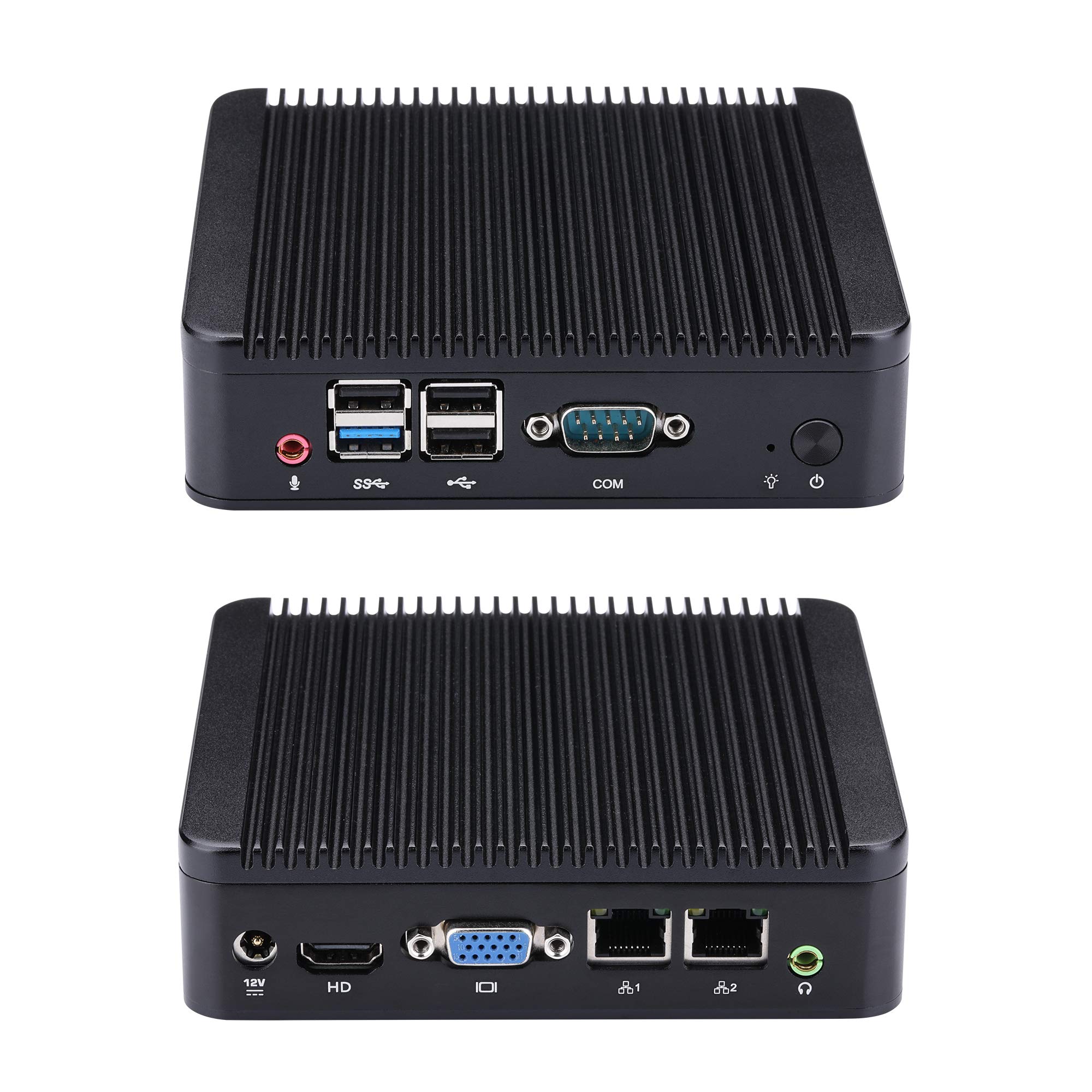 Qotom Q190S Fanless Mini PC - Intel Celeron J1900, 2GB RAM, 32GB mSATA SSD, Dual Ethernet LAN Ports, Compact Desktop Computer for Home Office, Digital Signage, and Industrial Automation